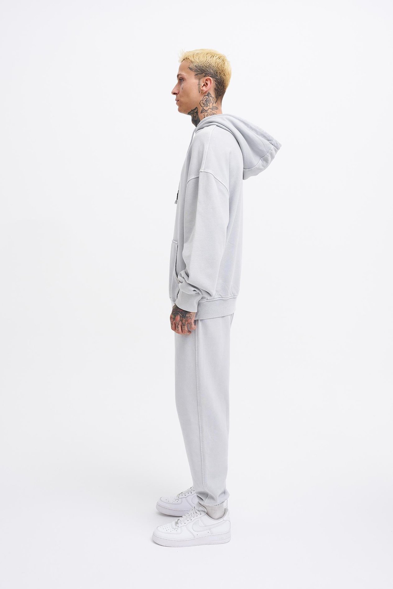 Erkek Basic Kapüşonlu Oversize Yıkamalı Ghost Sweatshirt
