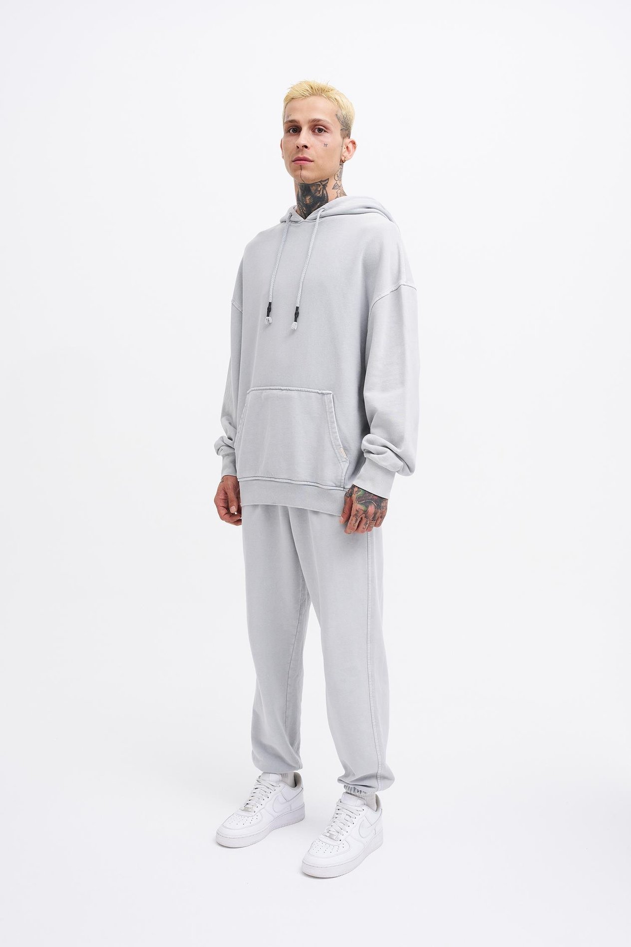 Erkek Basic Kapüşonlu Oversize Yıkamalı Ghost Sweatshirt