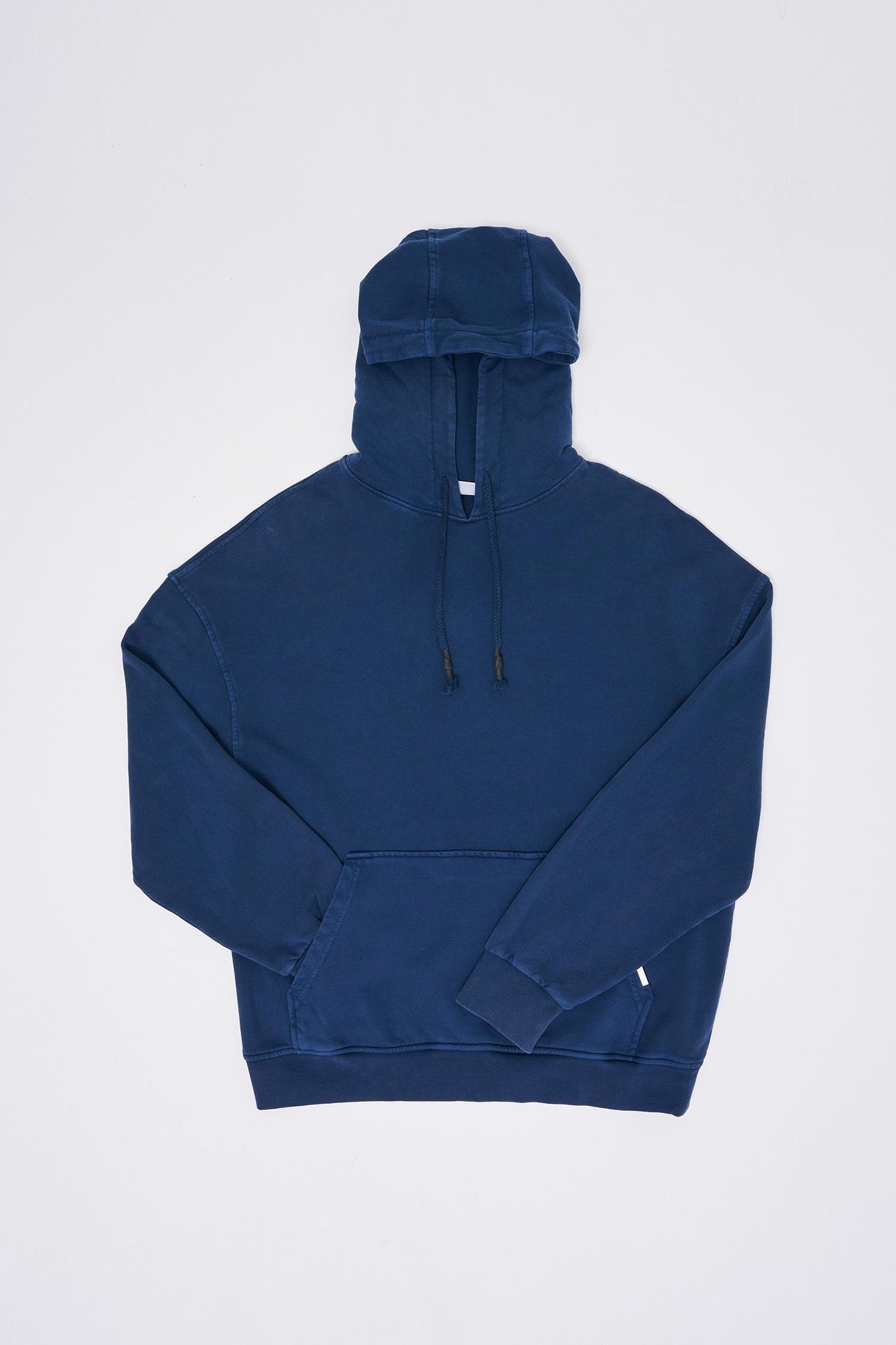 Erkek Basic Kapüşonlu Oversize Yıkamalı Lacivert Sweatshirt
