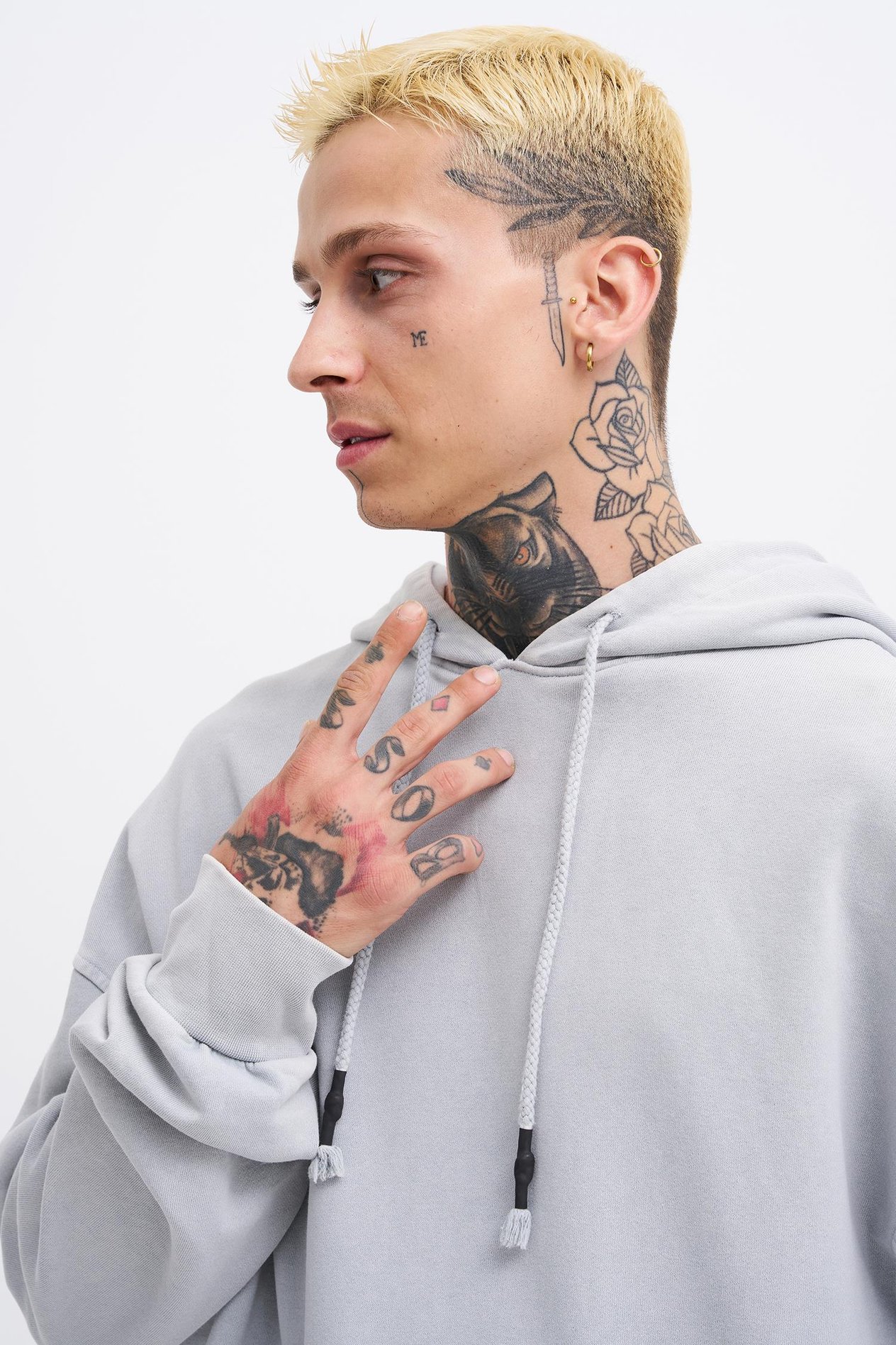 Erkek Basic Kapüşonlu Oversize Yıkamalı Ghost Sweatshirt