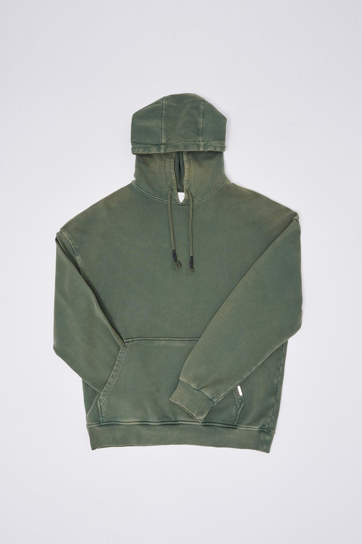 Erkek Basic Kapüşonlu Oversize Yıkamalı Haki Sweatshirt