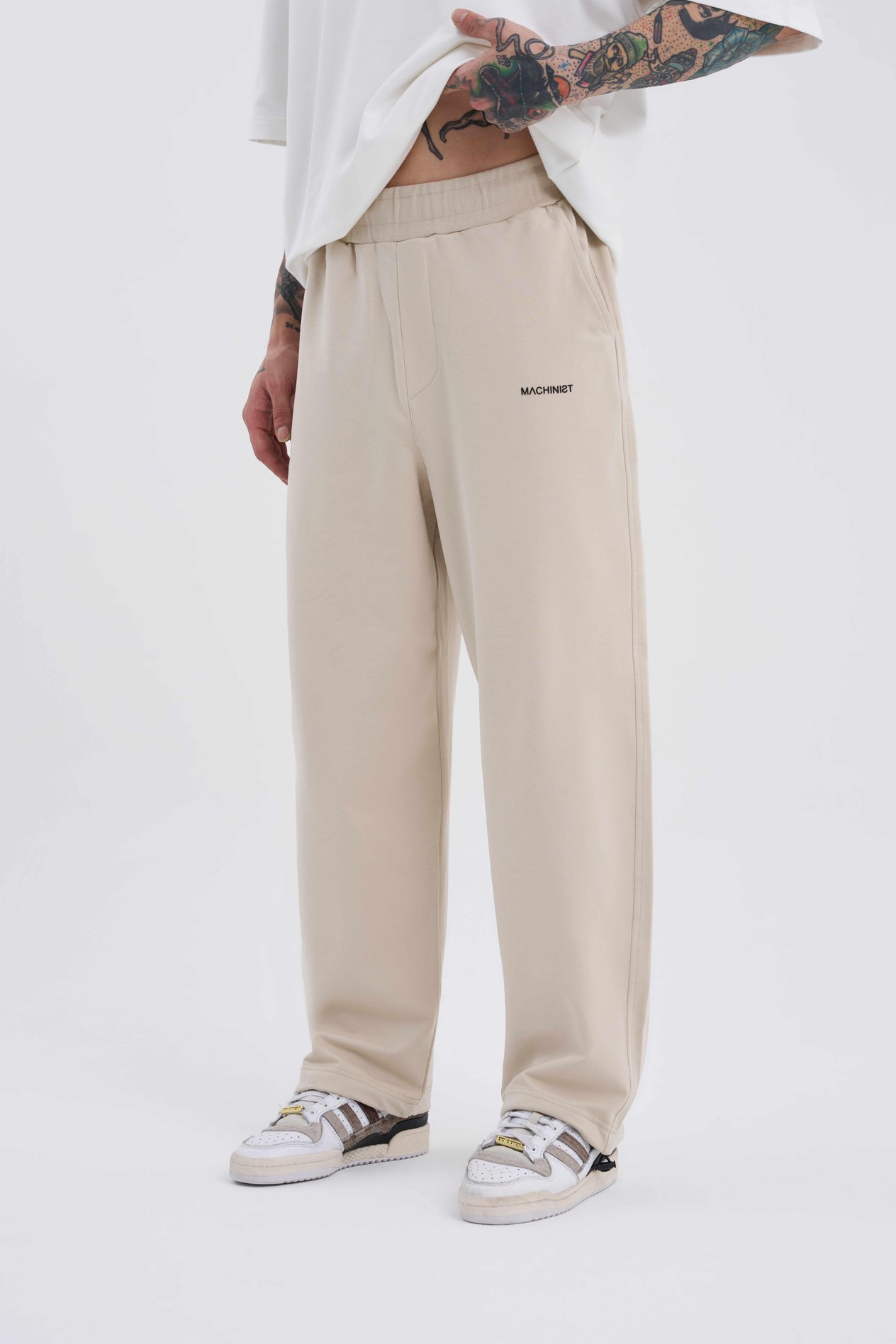 Erkek Basic Oversize Baggy Açık Bej Eşofman Altı