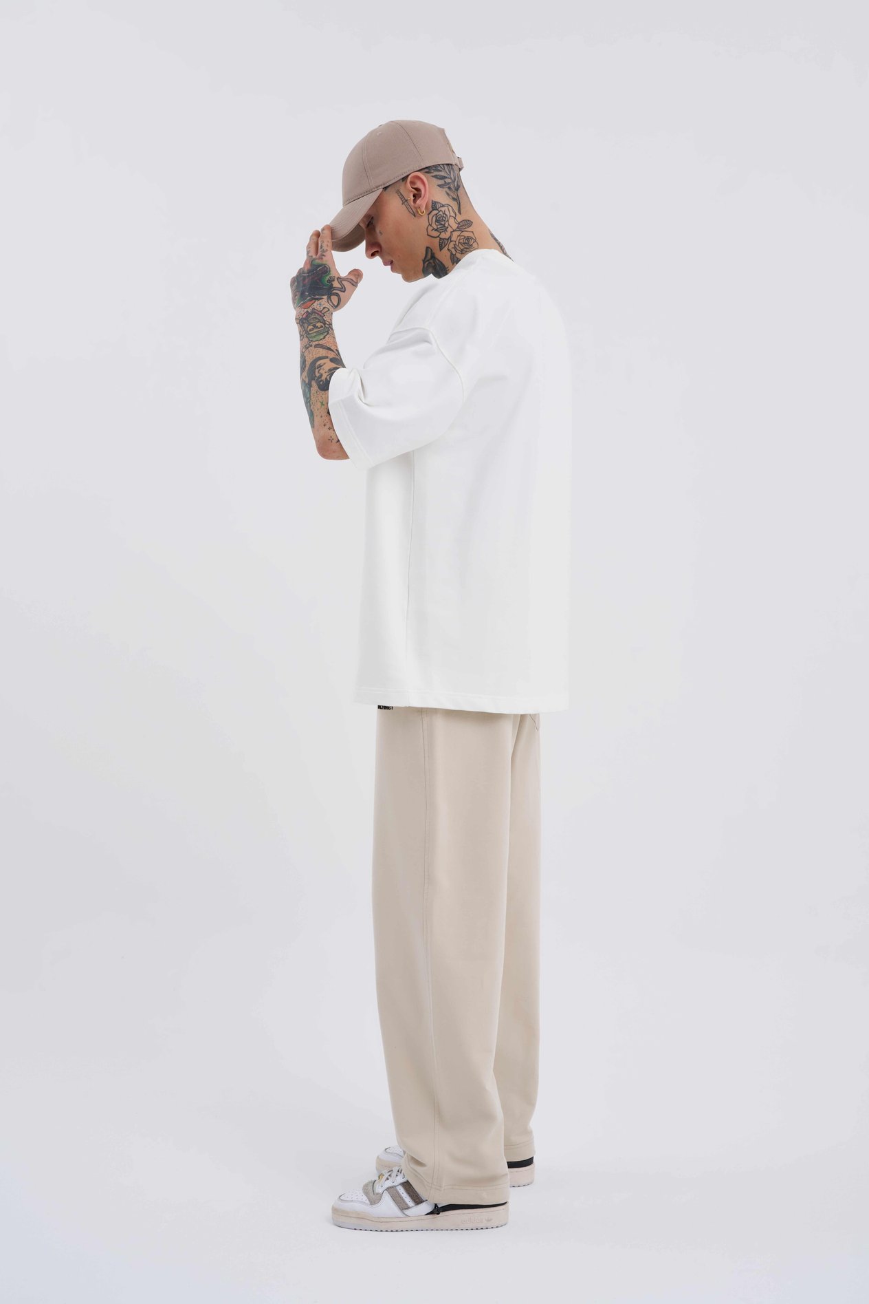 Erkek Basic Oversize Baggy Açık Bej Eşofman Altı