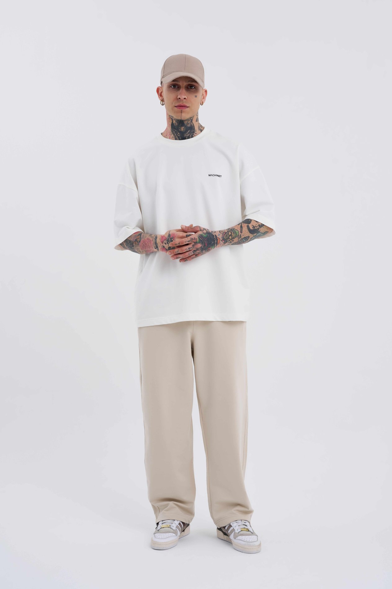 Erkek Basic Oversize Baggy Açık Bej Eşofman Altı