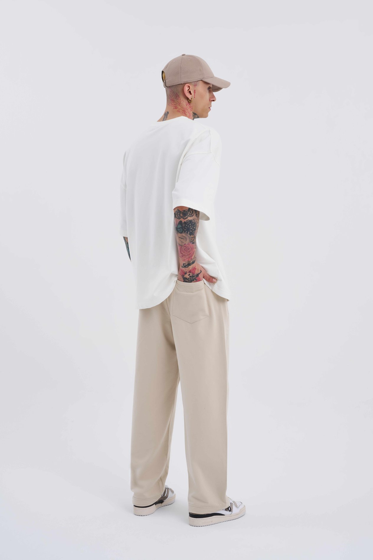 Erkek Basic Oversize Baggy Açık Bej Eşofman Altı