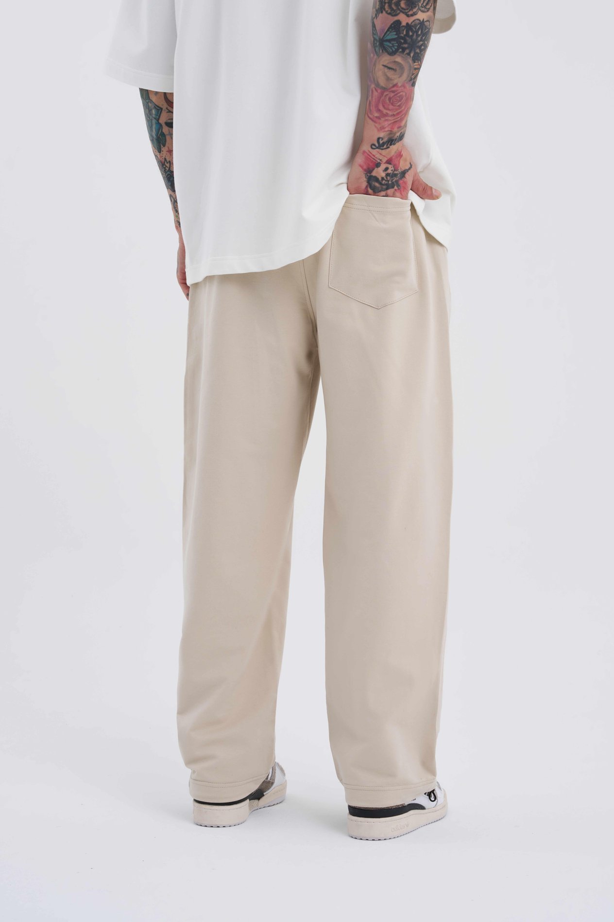 Erkek Basic Oversize Baggy Açık Bej Eşofman Altı