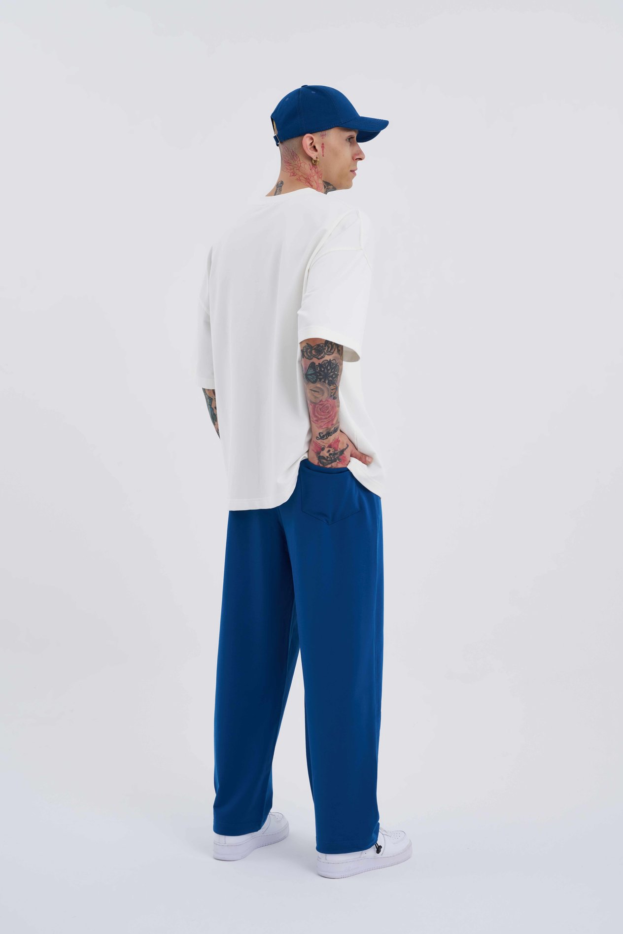 Erkek Basic Oversize Baggy İndigo Eşofman Altı