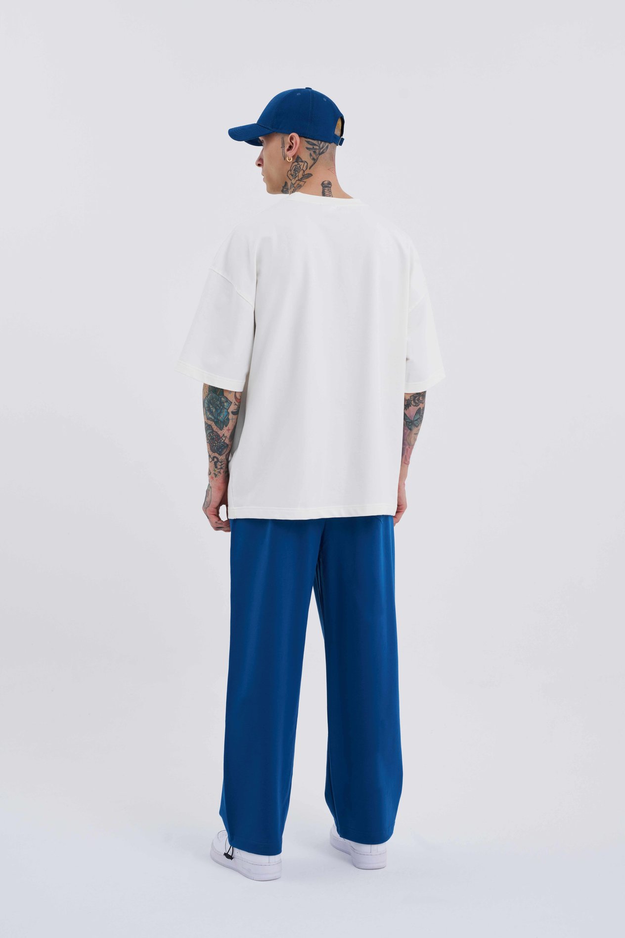 Erkek Basic Oversize Baggy İndigo Eşofman Altı