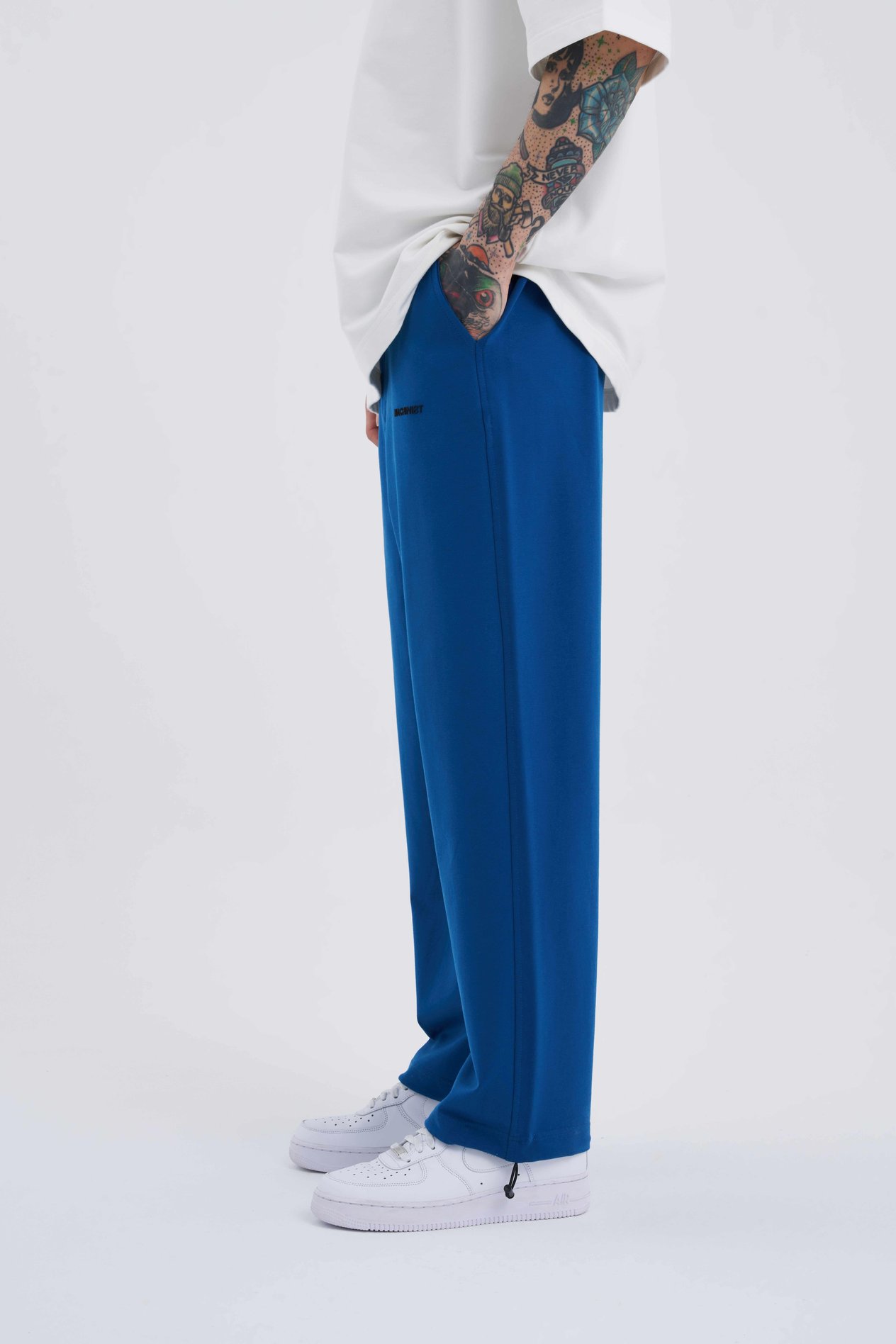Erkek Basic Oversize Baggy İndigo Eşofman Altı