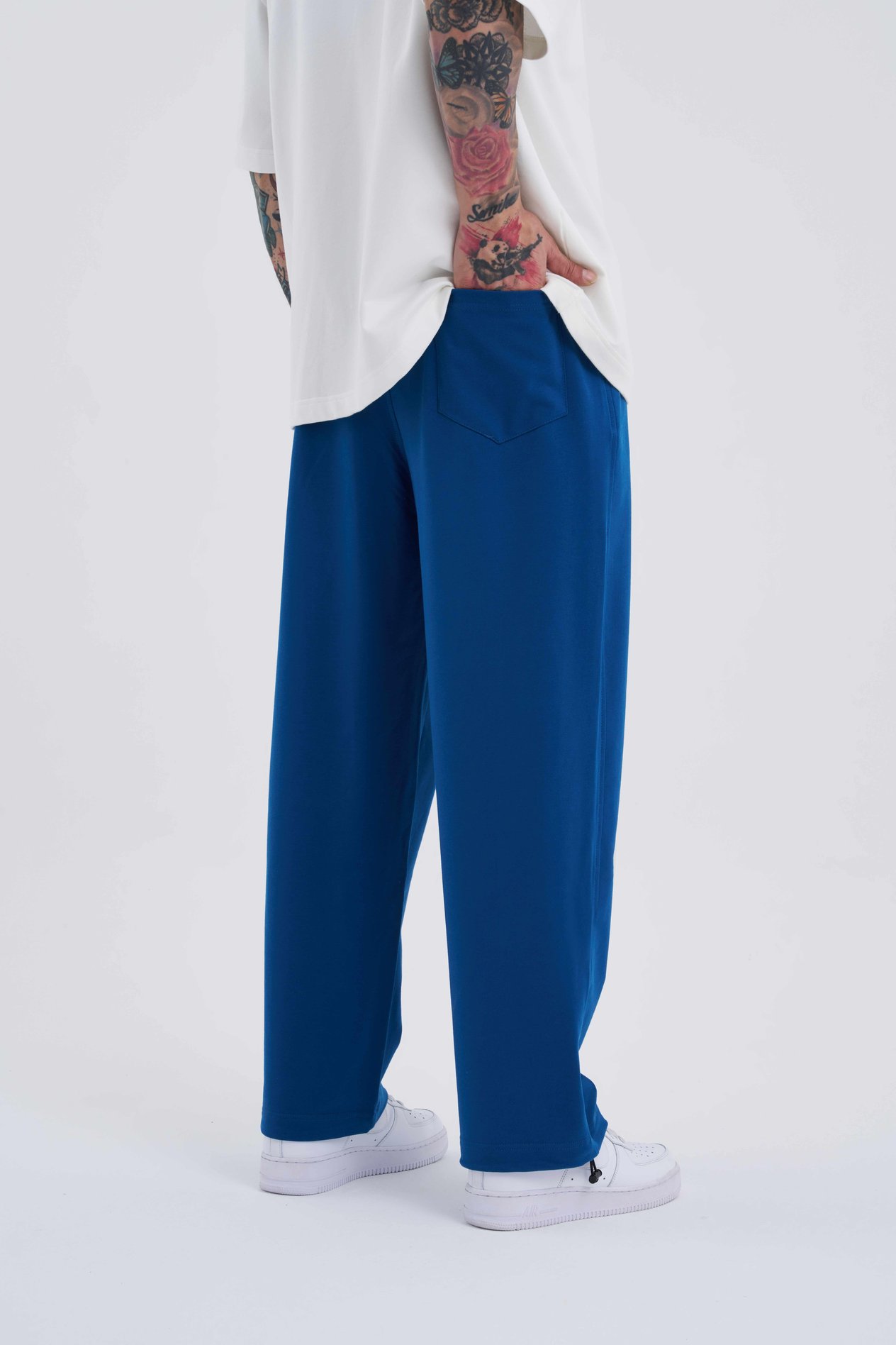 Erkek Basic Oversize Baggy İndigo Eşofman Altı
