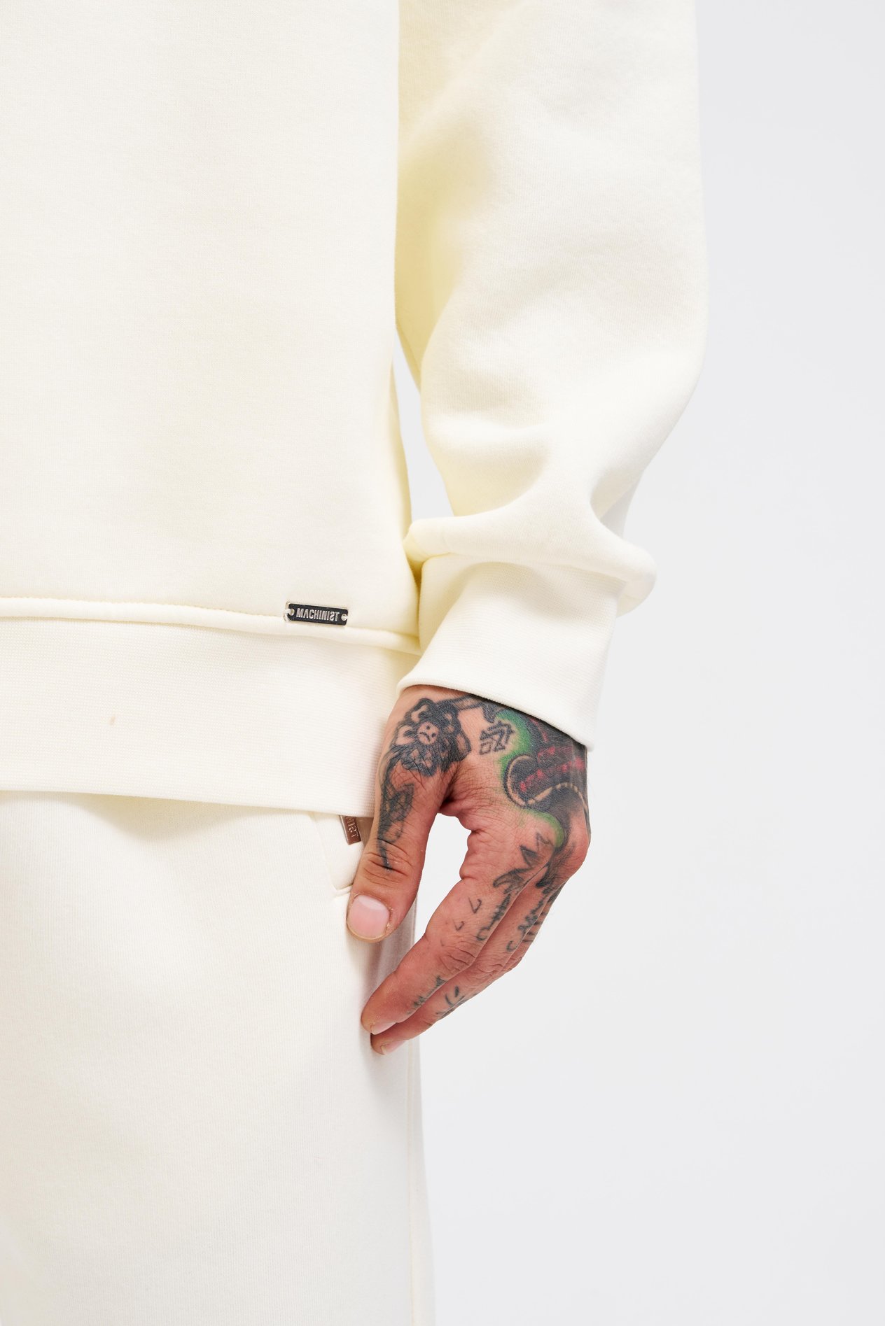 Erkek Basic Oversize Ekru Sweatshirt 