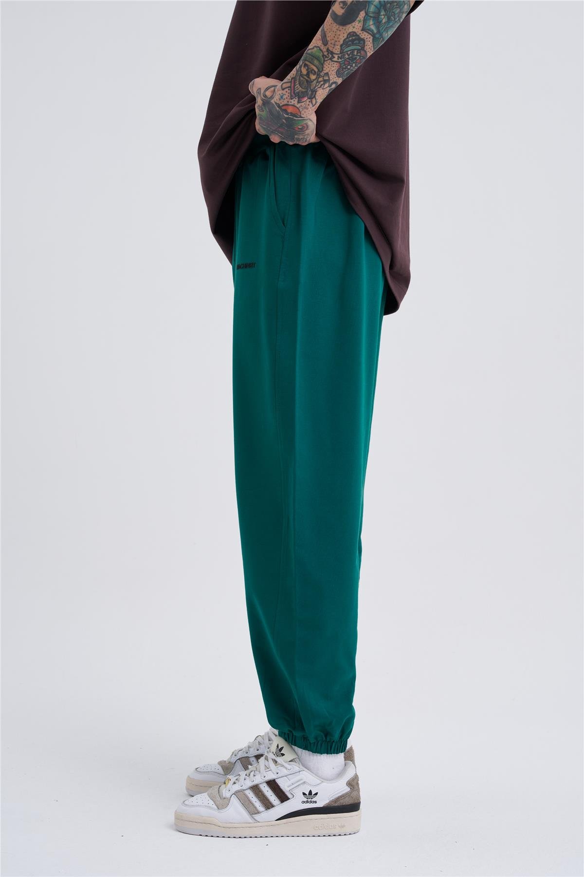 Erkek Basic Oversize Jogger Koyu Yeşil Eşofman Altı