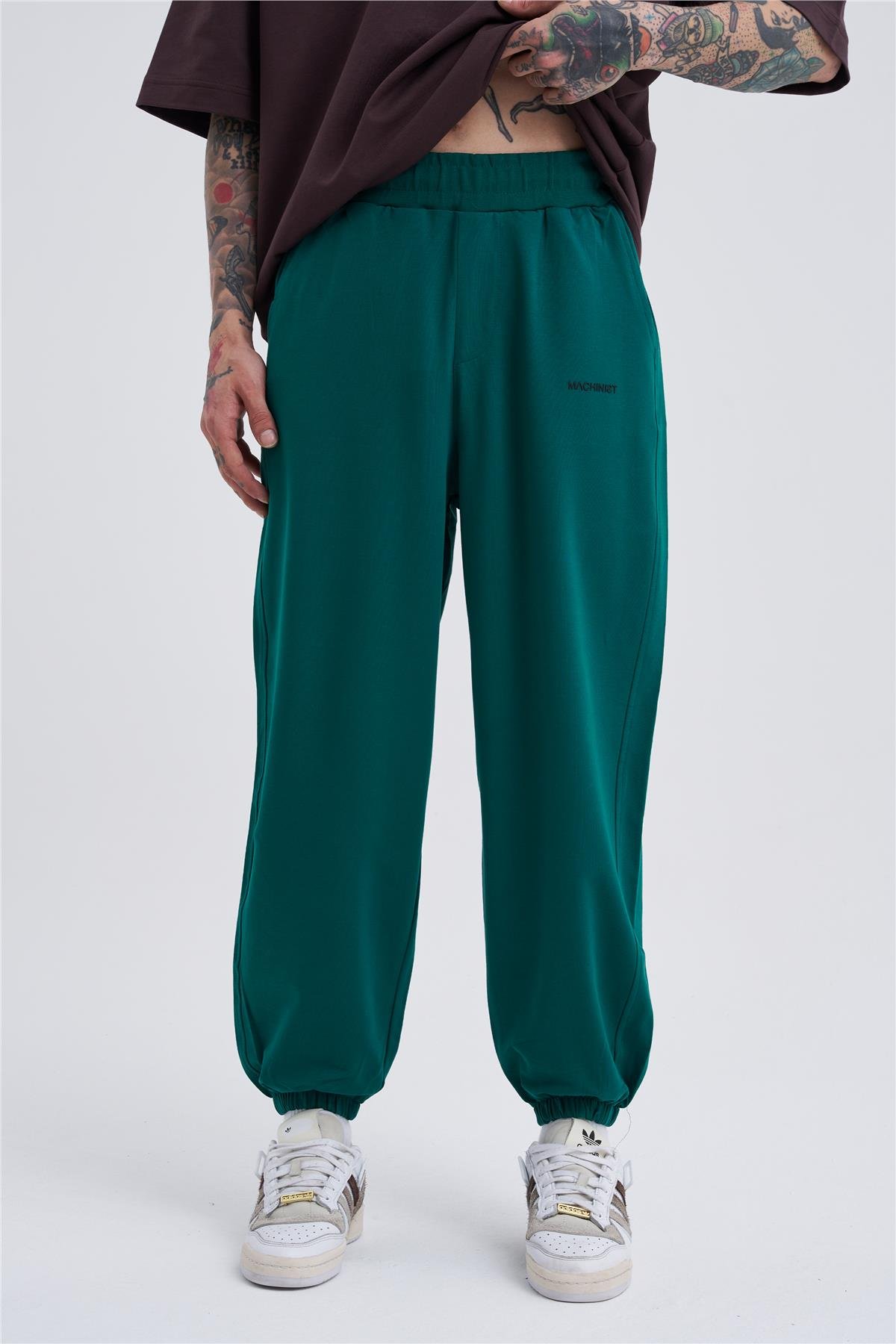 Erkek Basic Oversize Jogger Koyu Yeşil Eşofman Altı