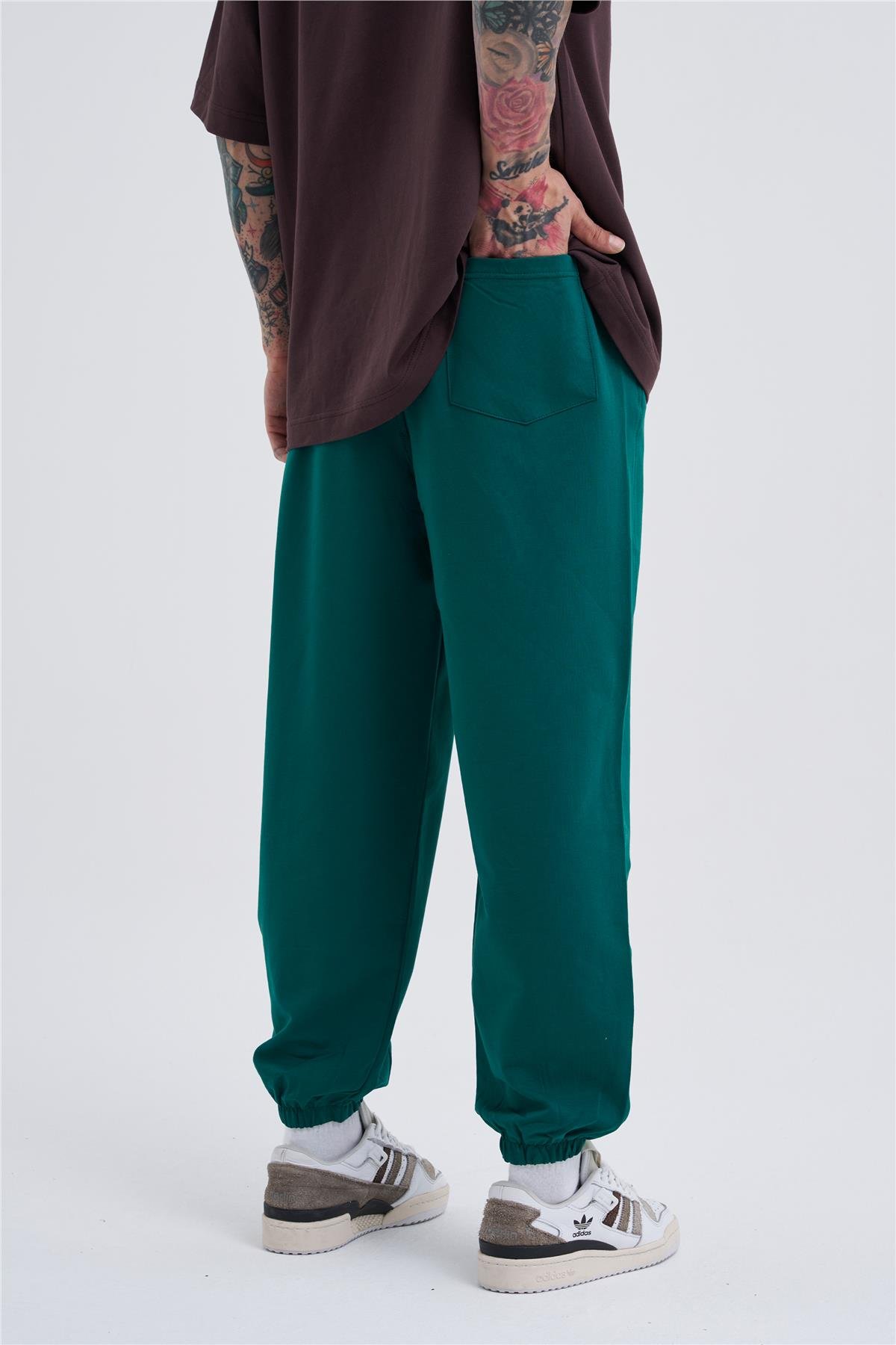 Erkek Basic Oversize Jogger Koyu Yeşil Eşofman Altı