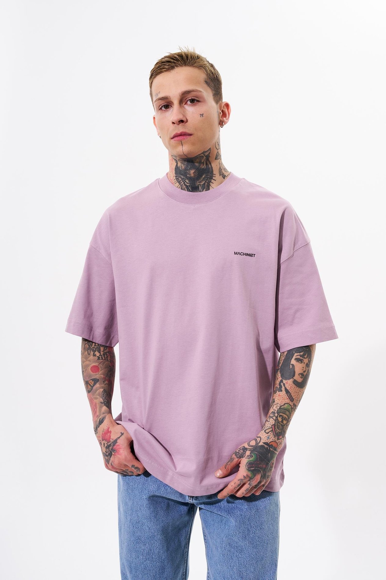 Erkek Basic Pamuklu Oversize Pembe Tişört