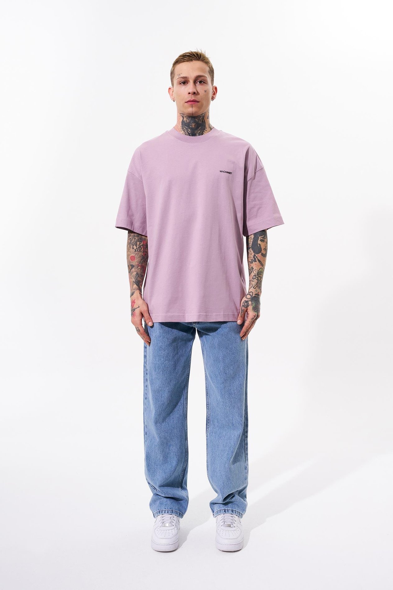 Erkek Basic Pamuklu Oversize Pembe Tişört