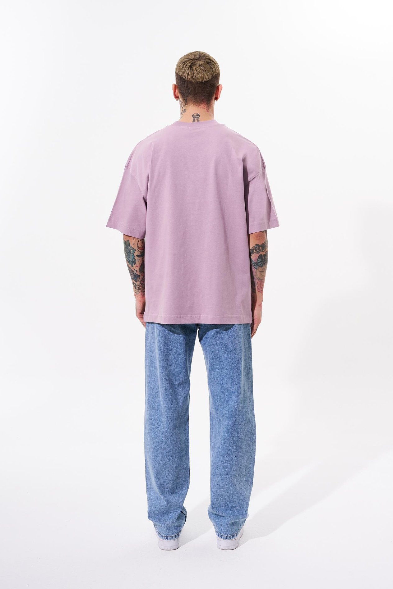 Erkek Basic Pamuklu Oversize Pembe Tişört
