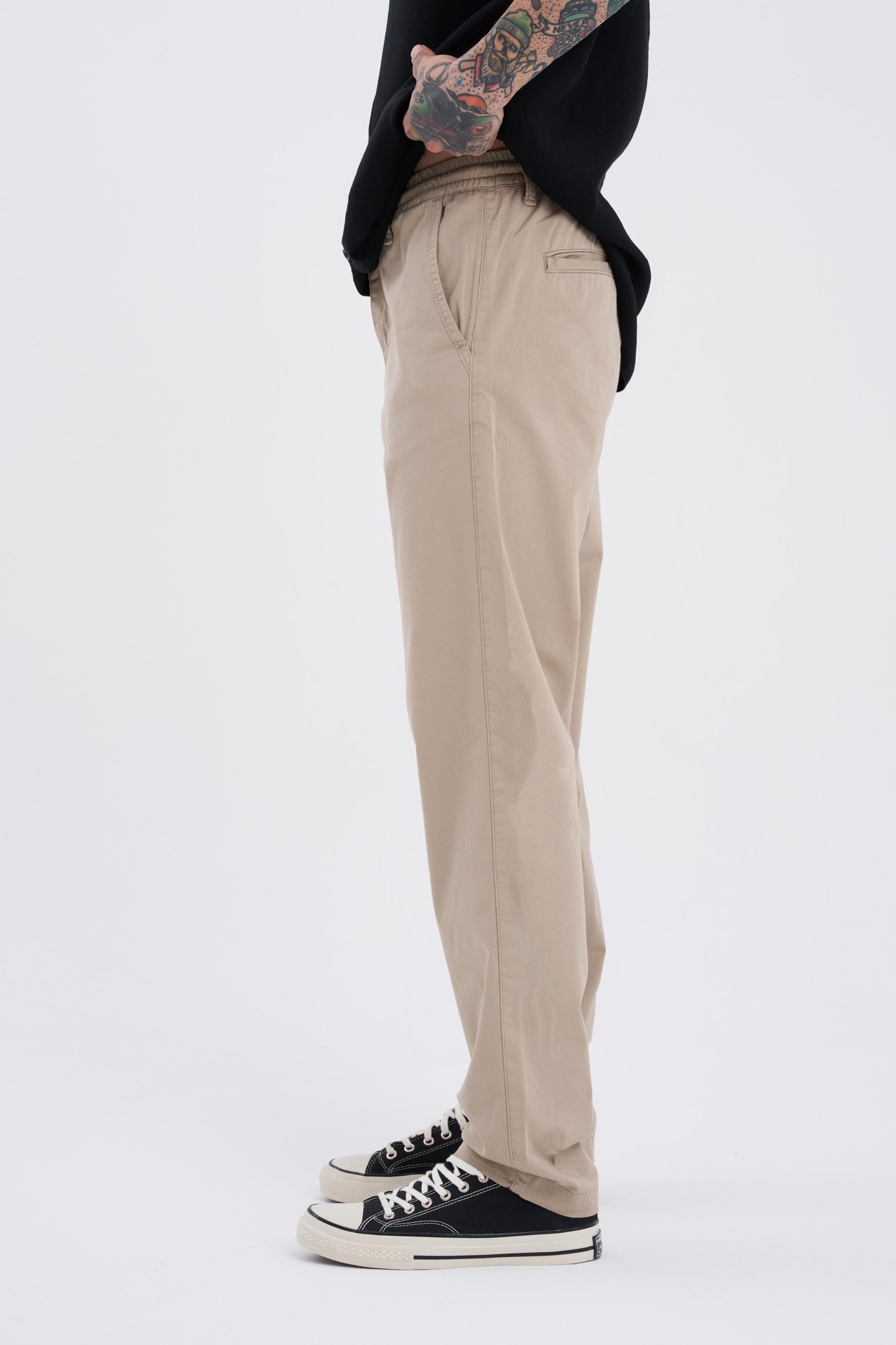 Erkek Basic Solid Bej Jean Pantolon