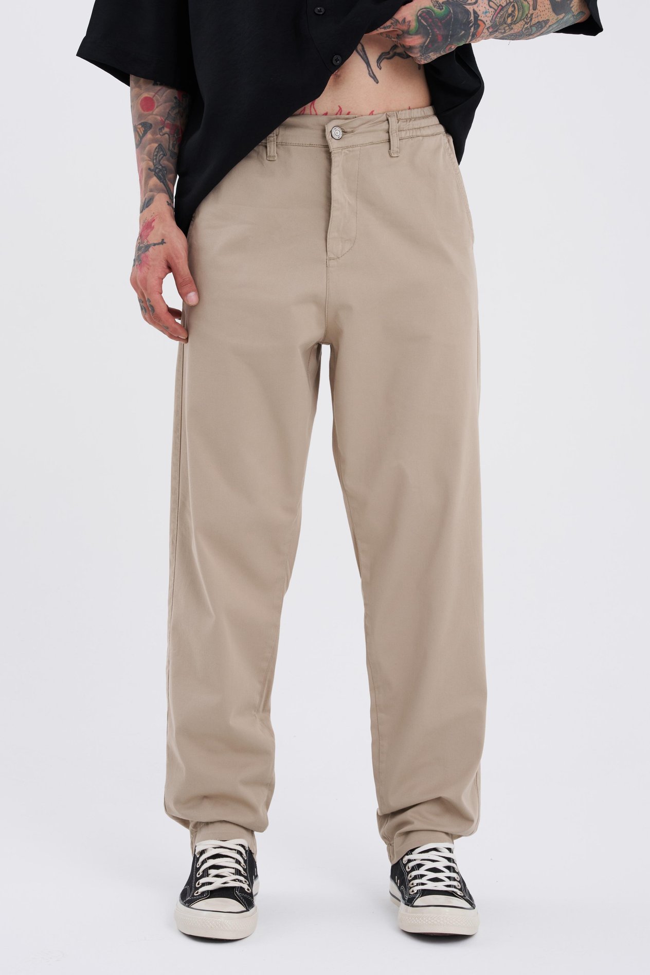 Erkek Basic Solid Bej Jean Pantolon