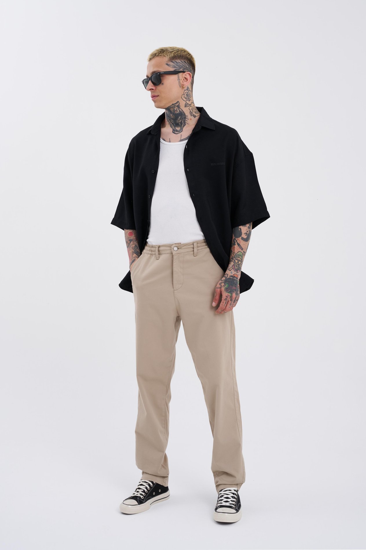 Erkek Basic Solid Bej Jean Pantolon