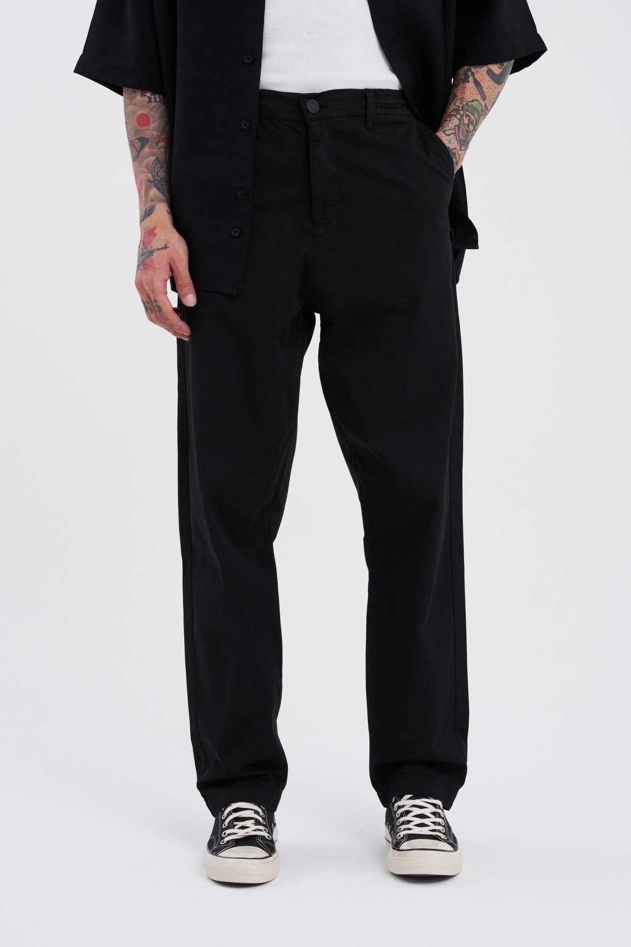Erkek Basic Solid Siyah Jean Pantolon