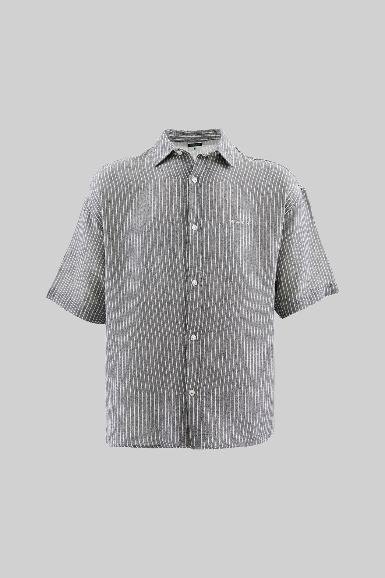 Erkek Basic Striped Cotton Siyah Gömlek