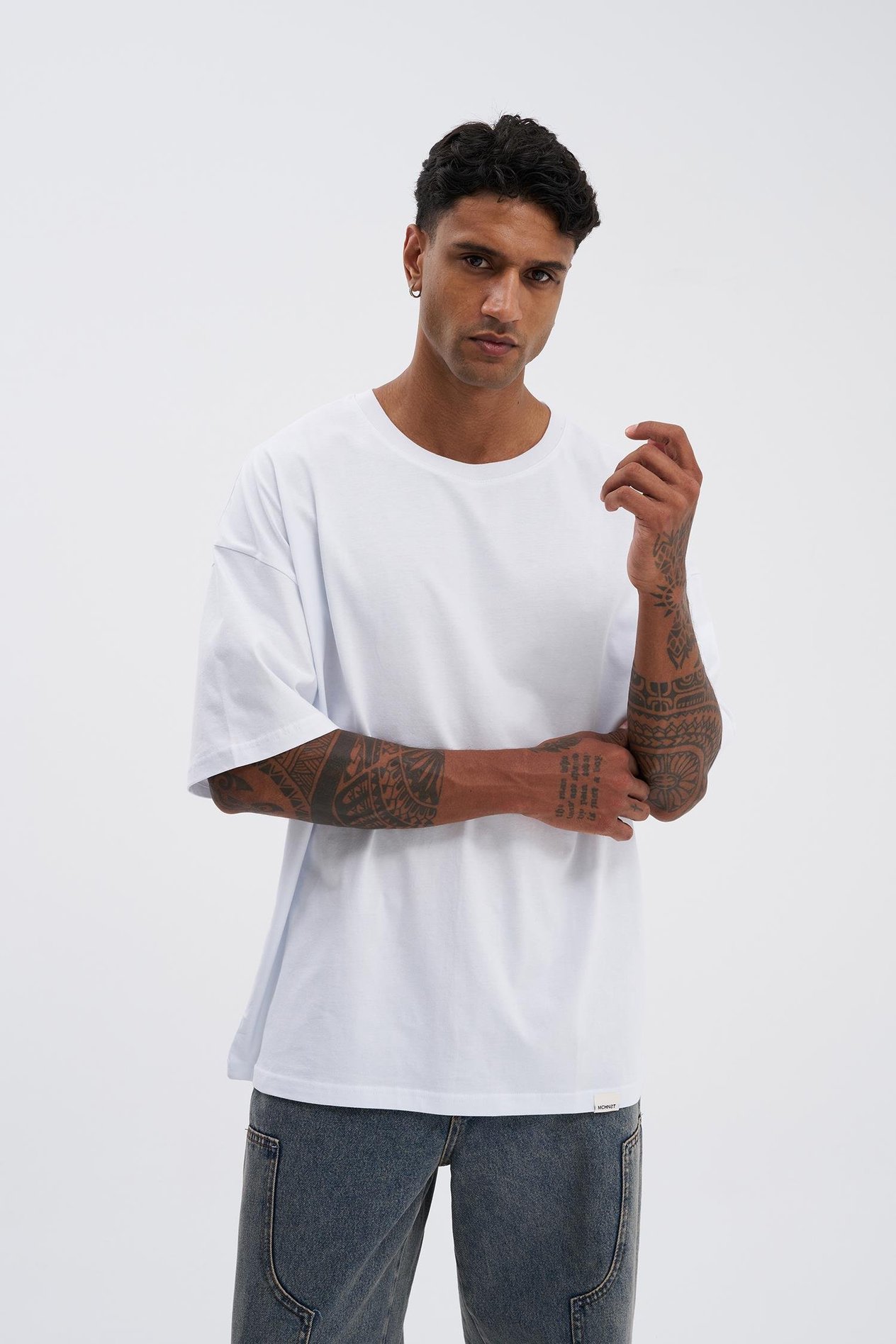 Erkek Basic Super Pamuklu Oversize Beyaz Tişört