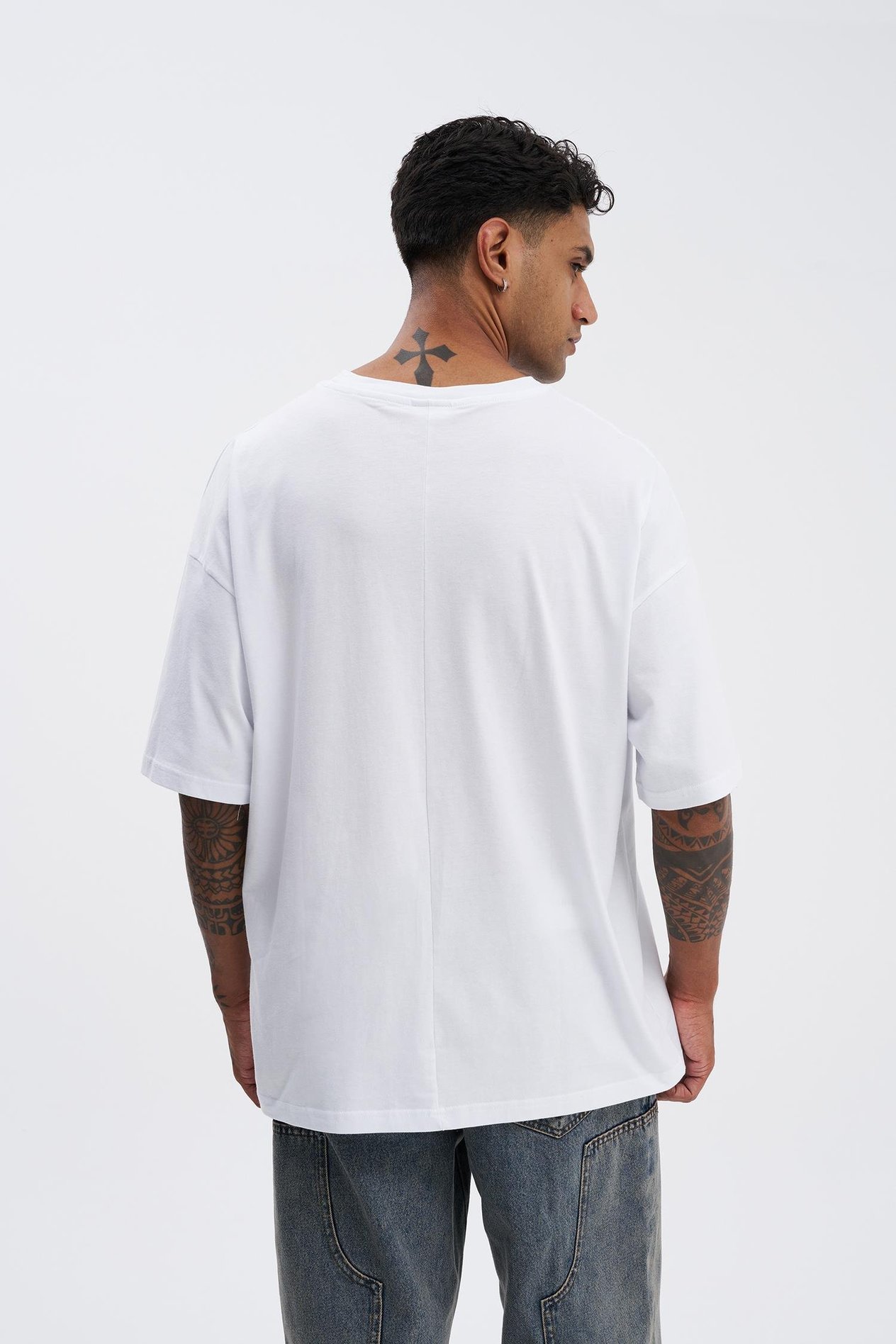 Erkek Basic Super Pamuklu Oversize Beyaz Tişört