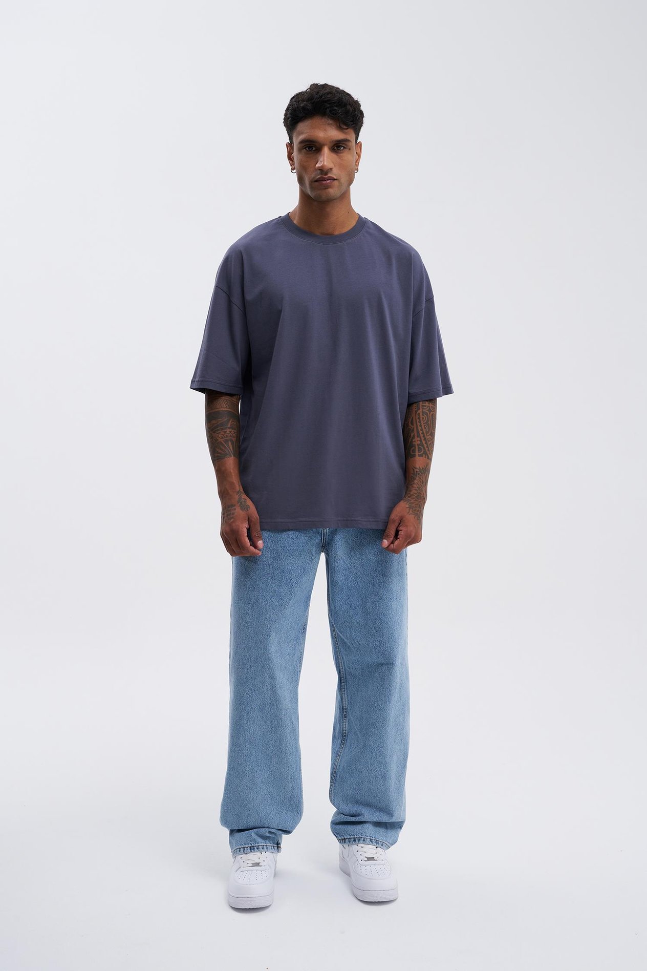 Erkek Basic Super Pamuklu Oversize Füme Tişört