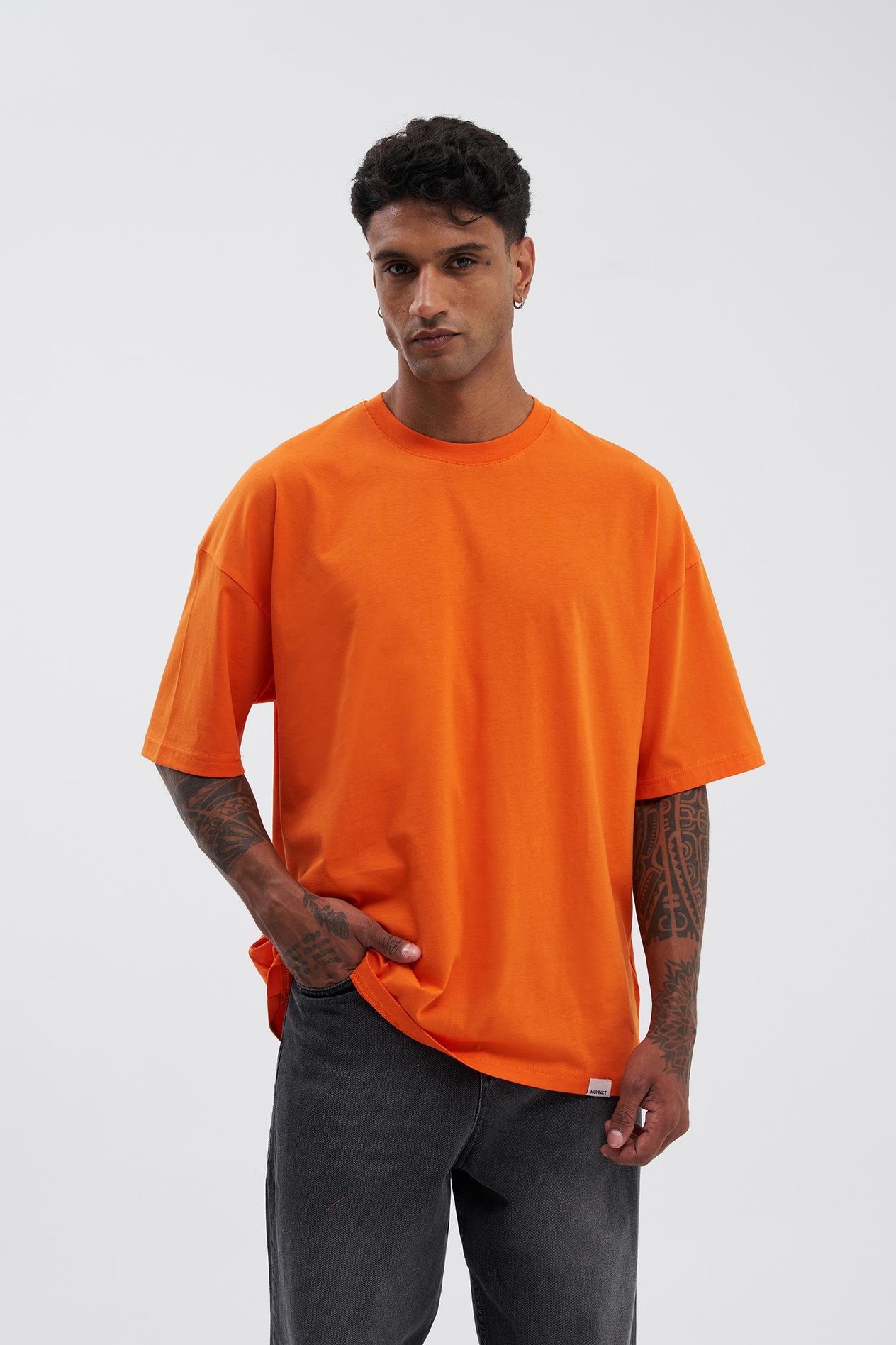 Erkek Basic Super Pamuklu Oversize Orange Tişört