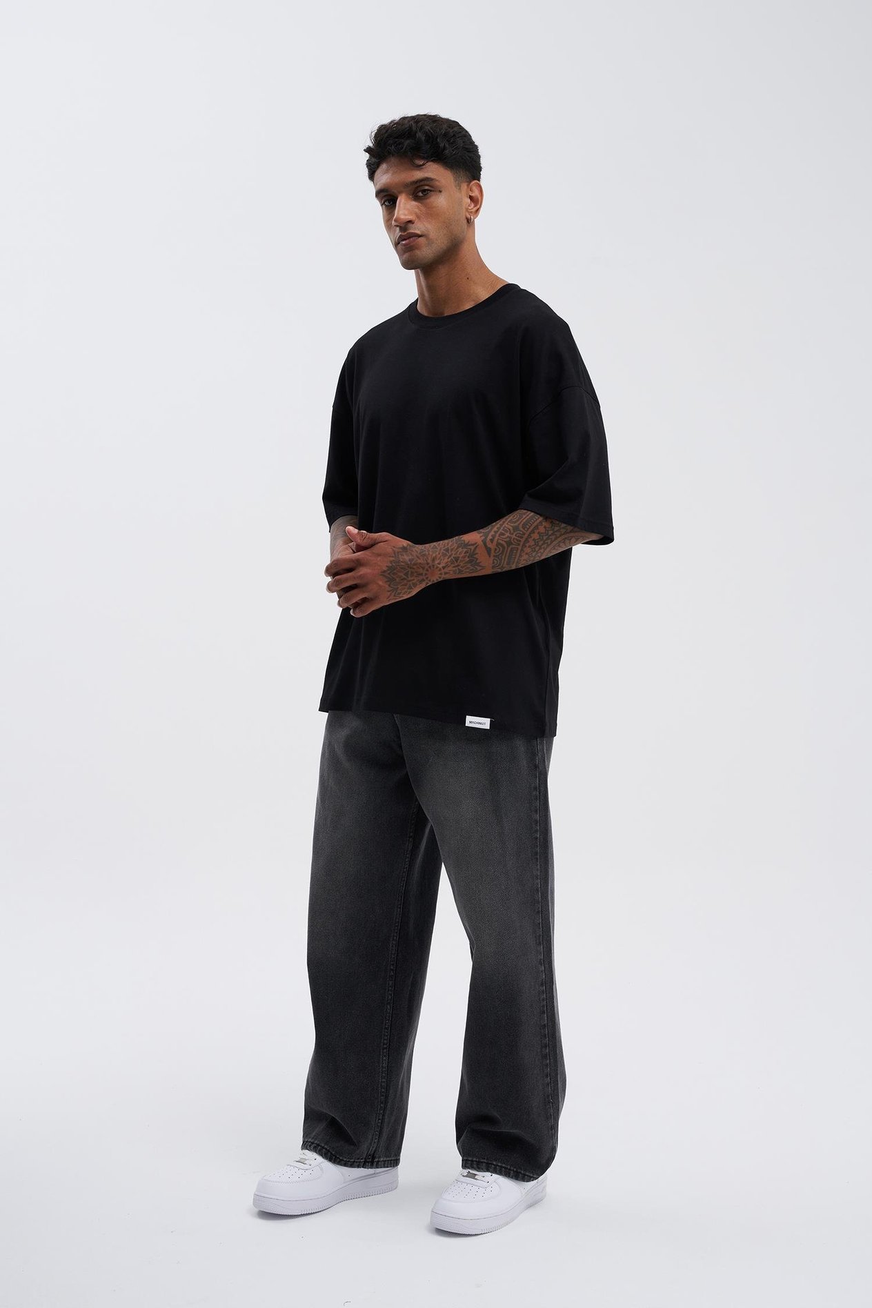 Erkek Basic Super Pamuklu Oversize Siyah Tişört