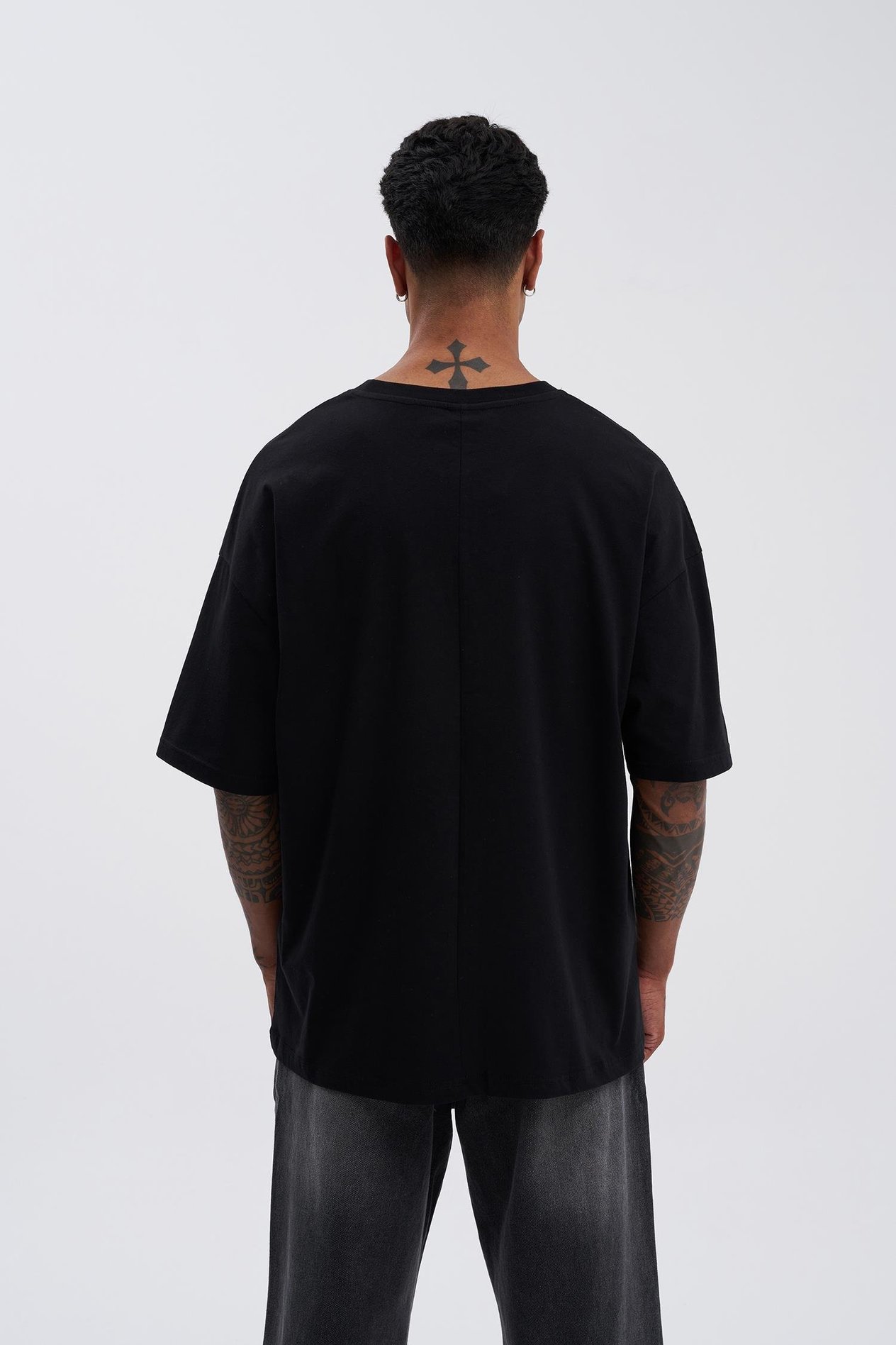 Erkek Basic Super Pamuklu Oversize Siyah Tişört