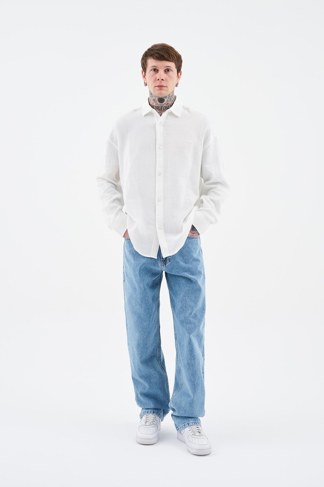 Erkek Basic Uzun Kollu Cotton Ekru Gömlek