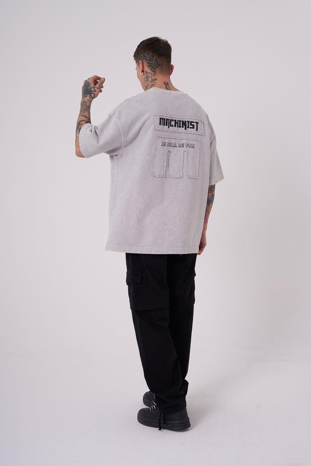 Erkek Be Bold Be You Yıkmalı Oversize Açık Bej Spotted Tişört