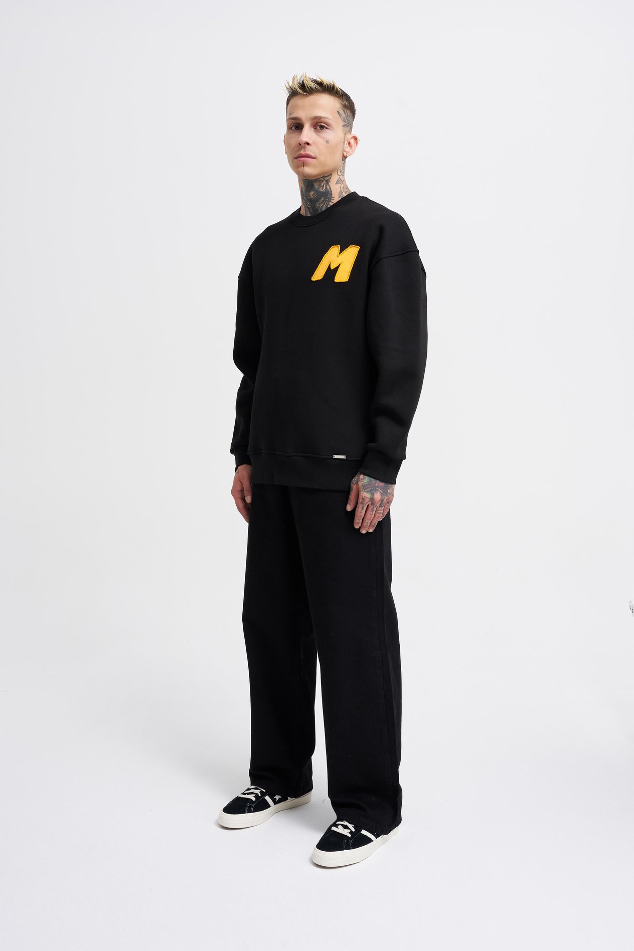 Erkek Bead Embrodered Sweatshirt BLACK