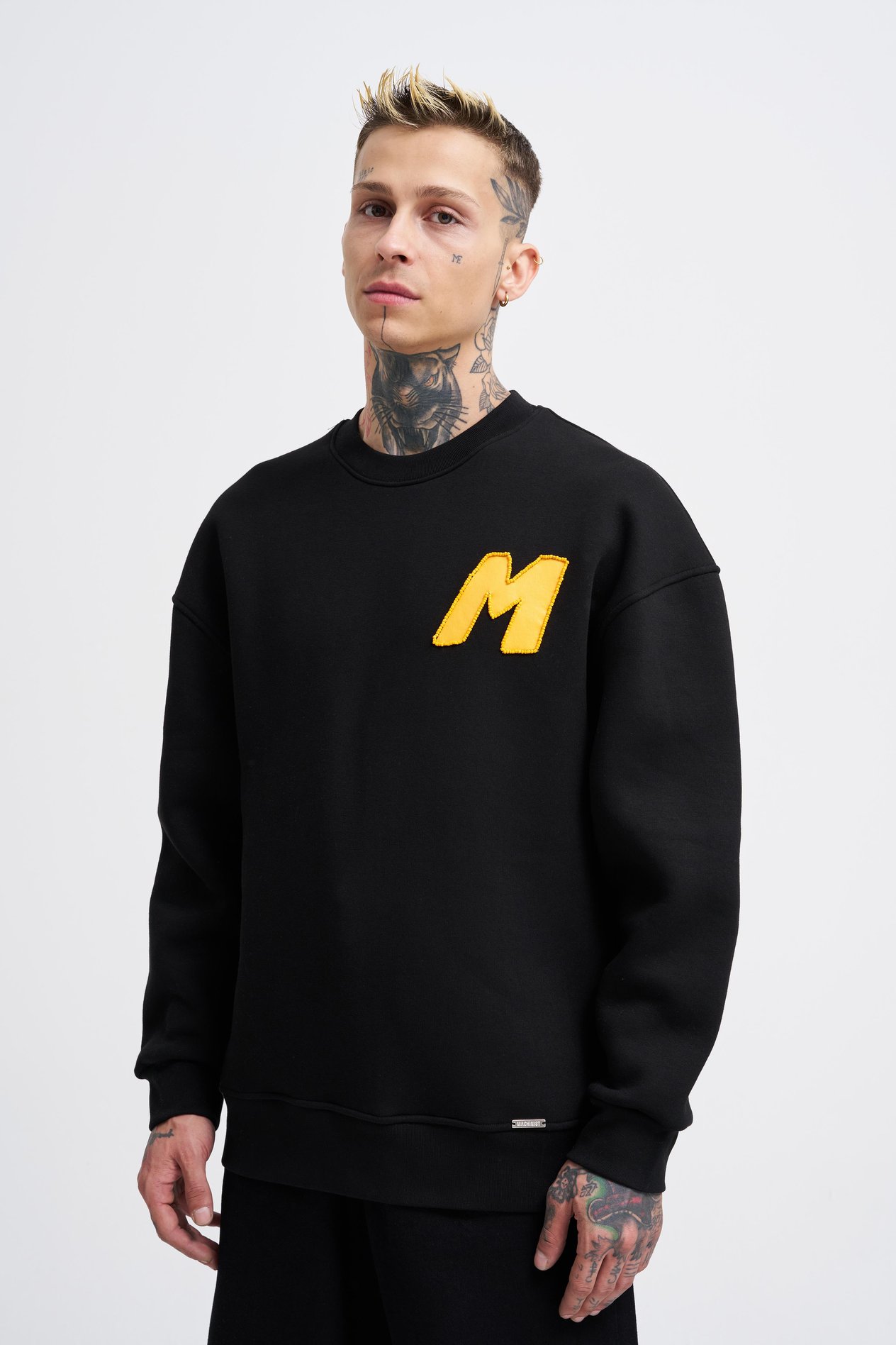 Erkek Bead Embrodered Sweatshirt BLACK