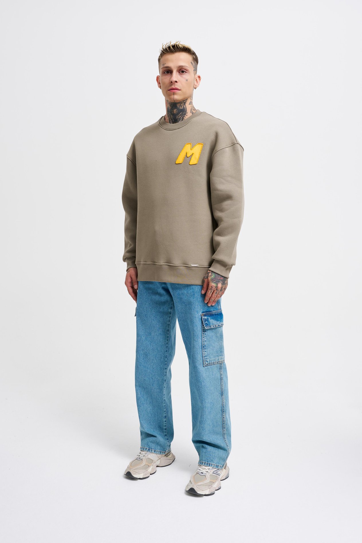 Erkek Bead Embrodered Sweatshirt KHAKI