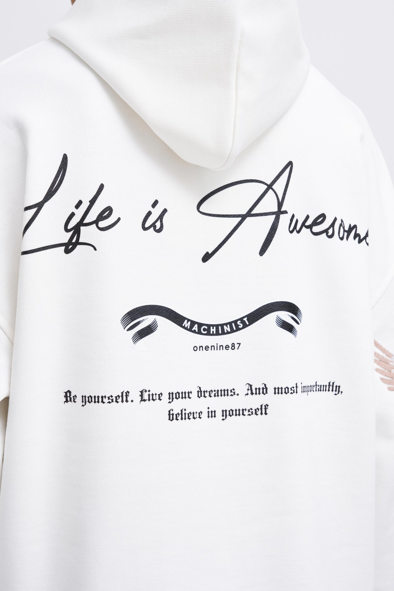 Erkek Birds Embroidered Hoodie ECRU