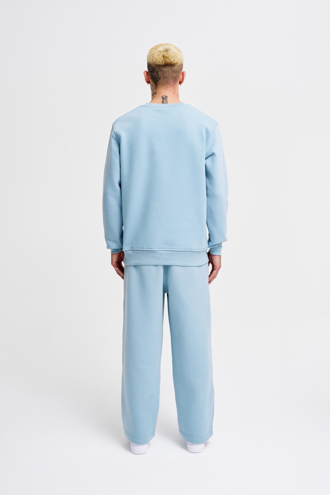 Erkek Bisiklet Yaka Basic Regular Aqua Sweatshirt