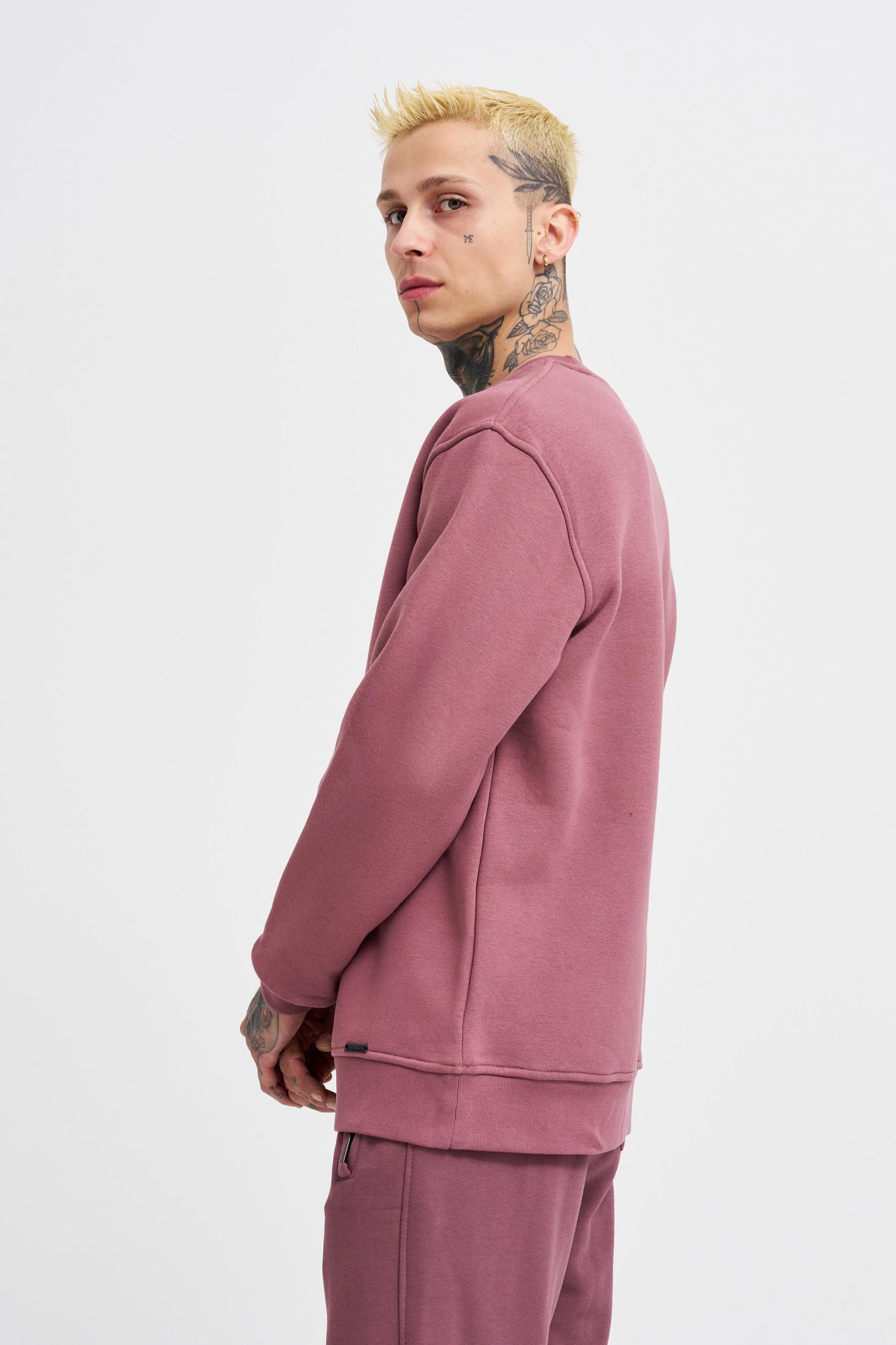 Erkek Bisiklet Yaka Basic Regular Mürdüm Sweatshirt