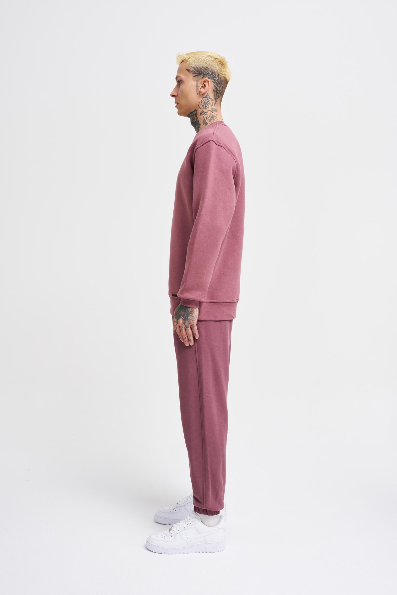 Erkek Bisiklet Yaka Basic Regular Mürdüm Sweatshirt