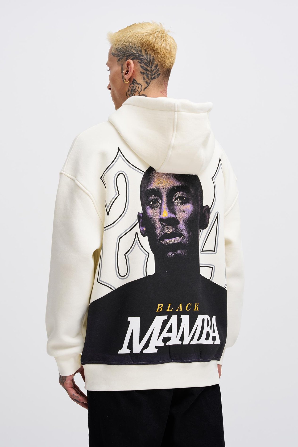 Erkek Black Mamba Baskılı Oversize Ekru Sweatshirt