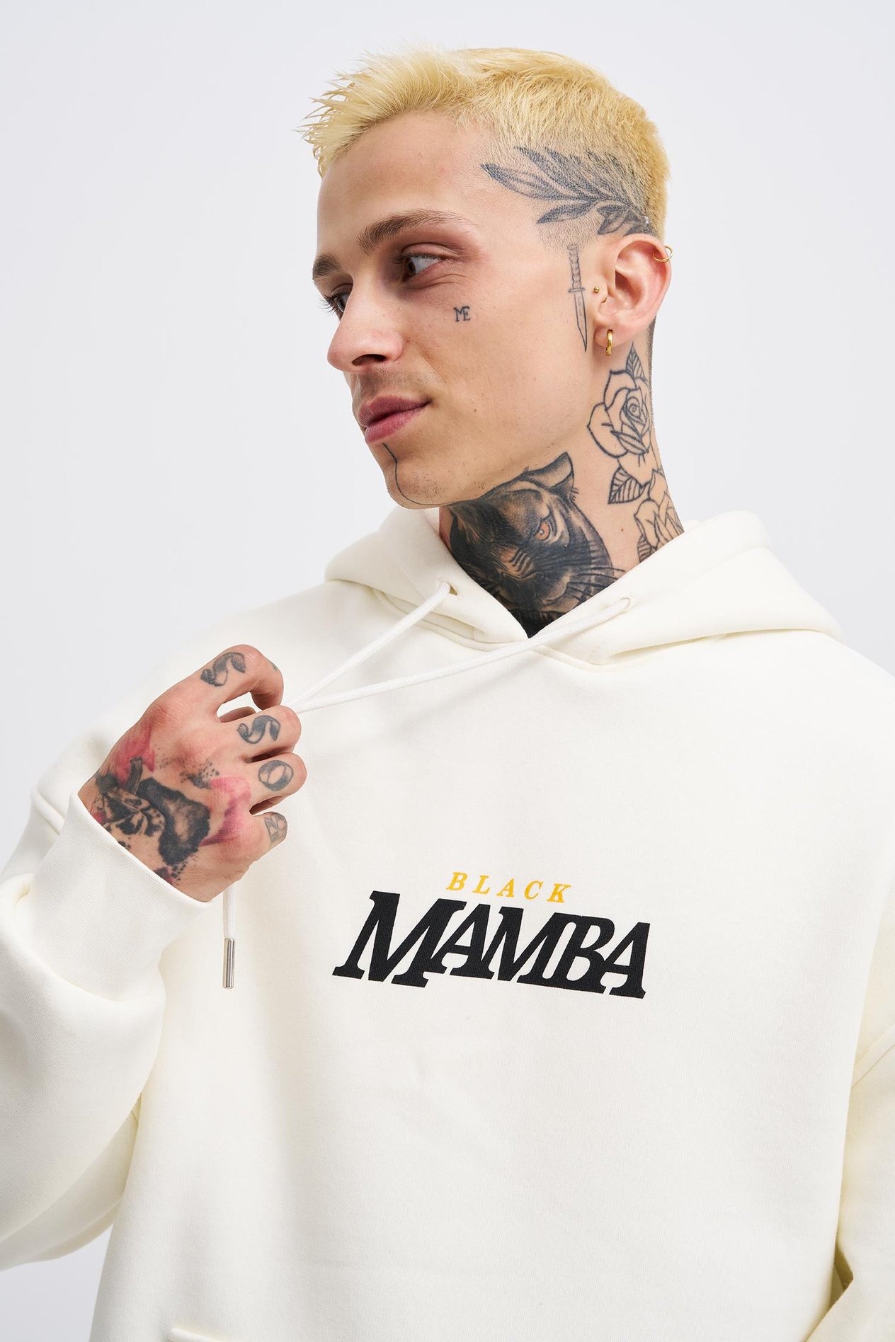 Erkek Black Mamba Baskılı Oversize Ekru Sweatshirt