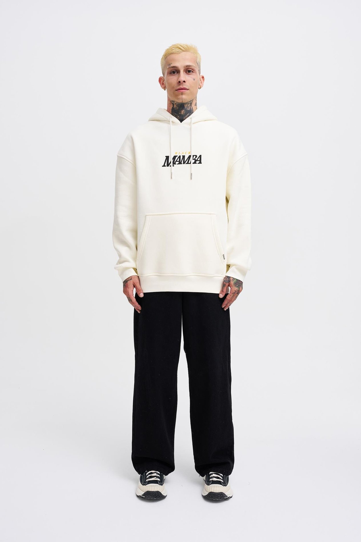 Erkek Black Mamba Baskılı Oversize Ekru Sweatshirt