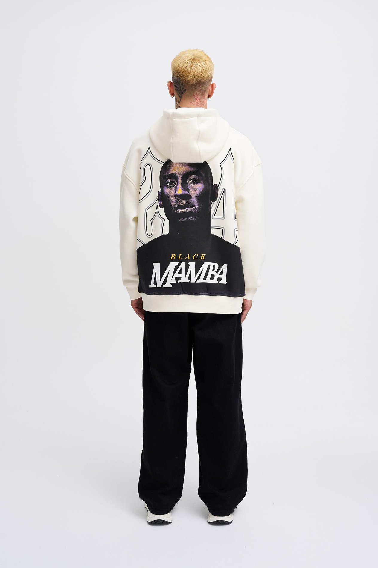 Erkek Black Mamba Baskılı Oversize Ekru Sweatshirt