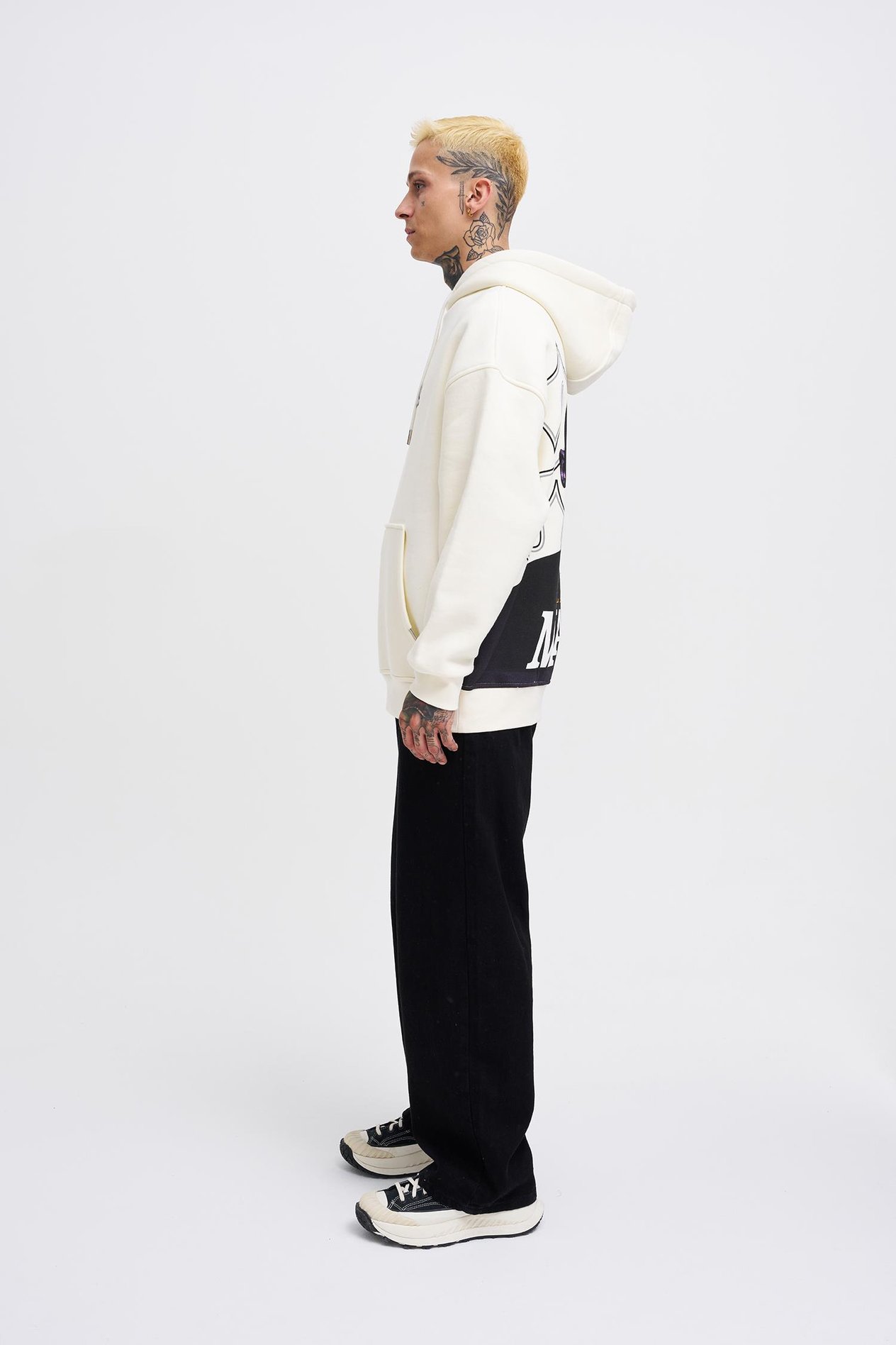 Erkek Black Mamba Baskılı Oversize Ekru Sweatshirt