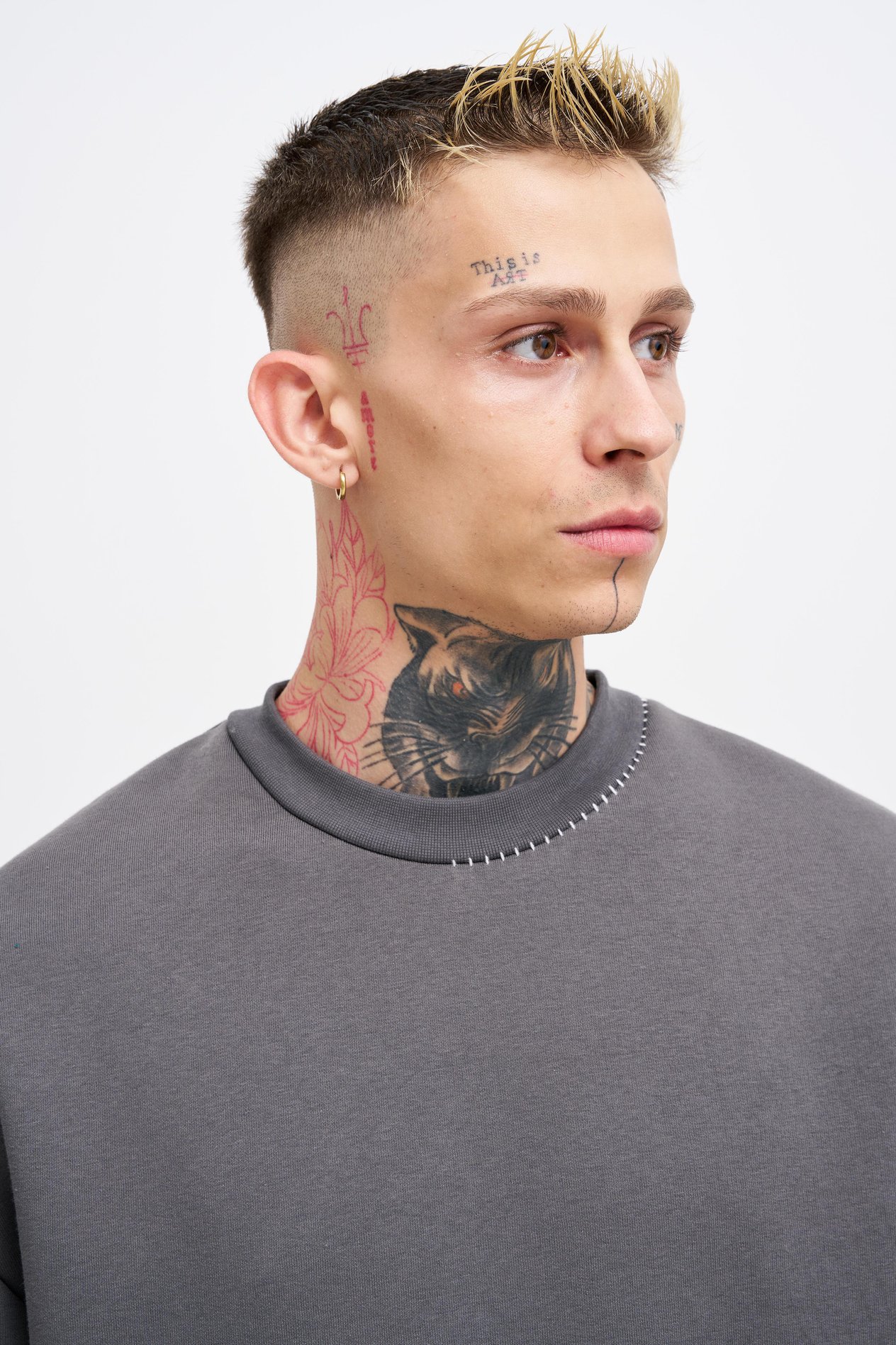 Erkek Blanket Stitch Sweatshirt ASPHALT