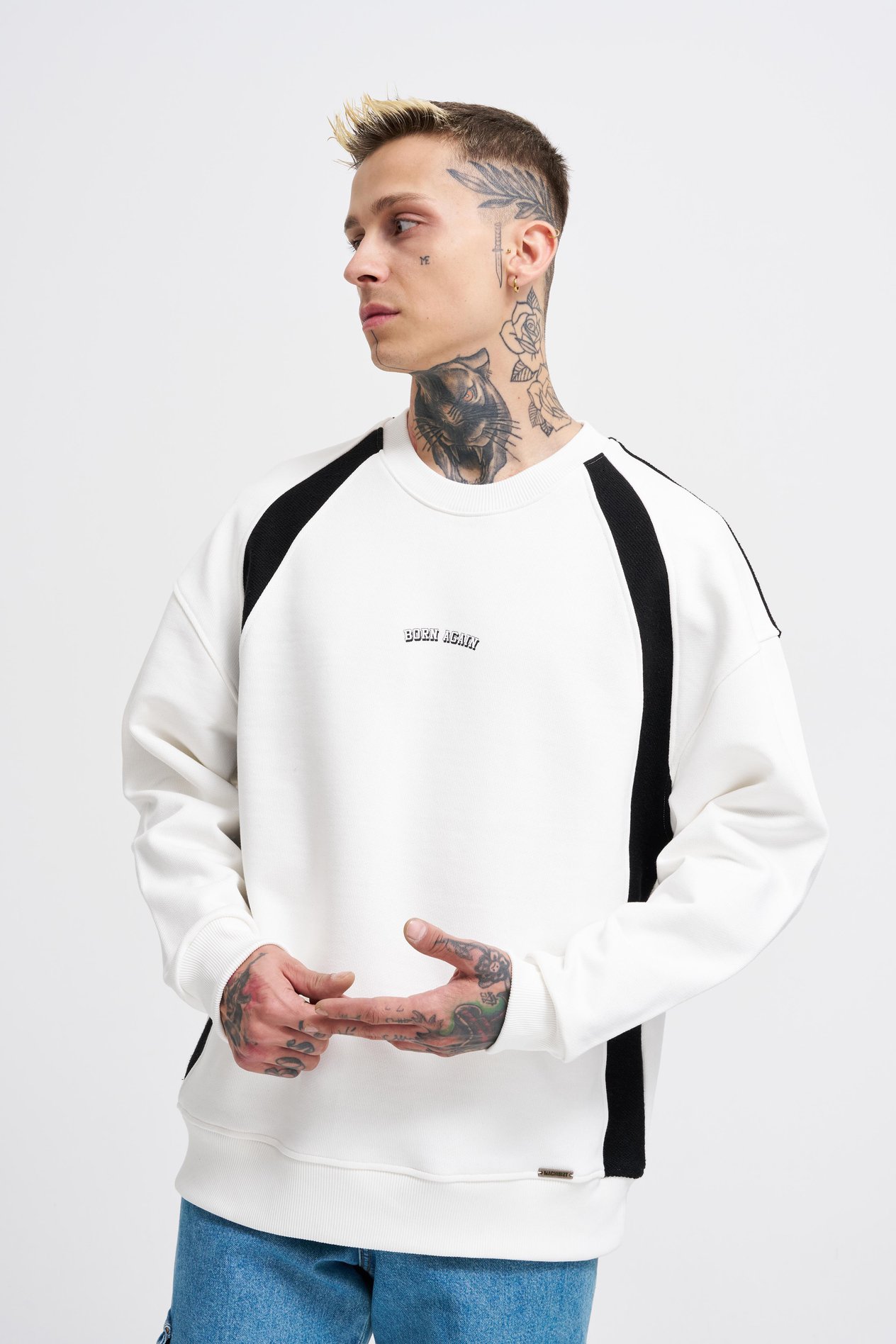 Erkek Born Again Sweatshirt ECRU-BLACK