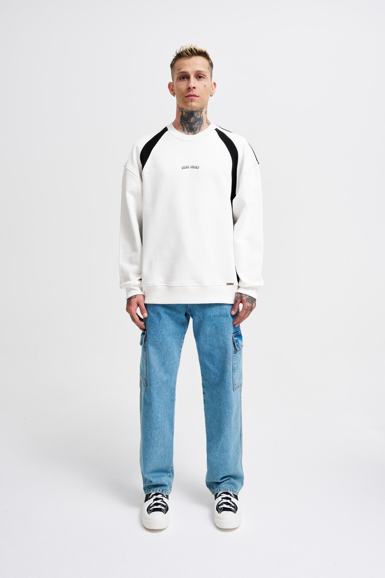 Erkek Born Again Sweatshirt ECRU-BLACK