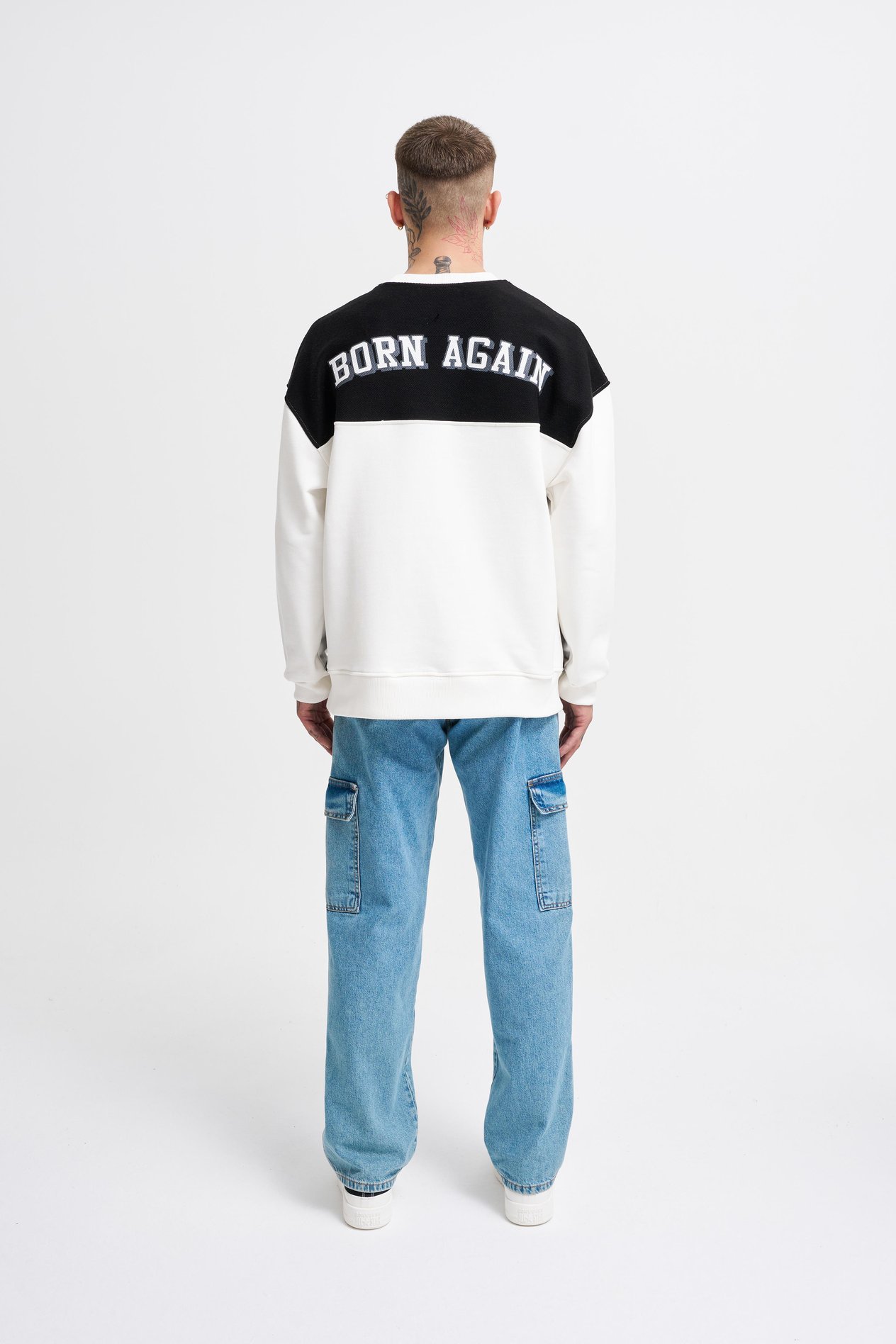 Erkek Born Again Sweatshirt ECRU-BLACK
